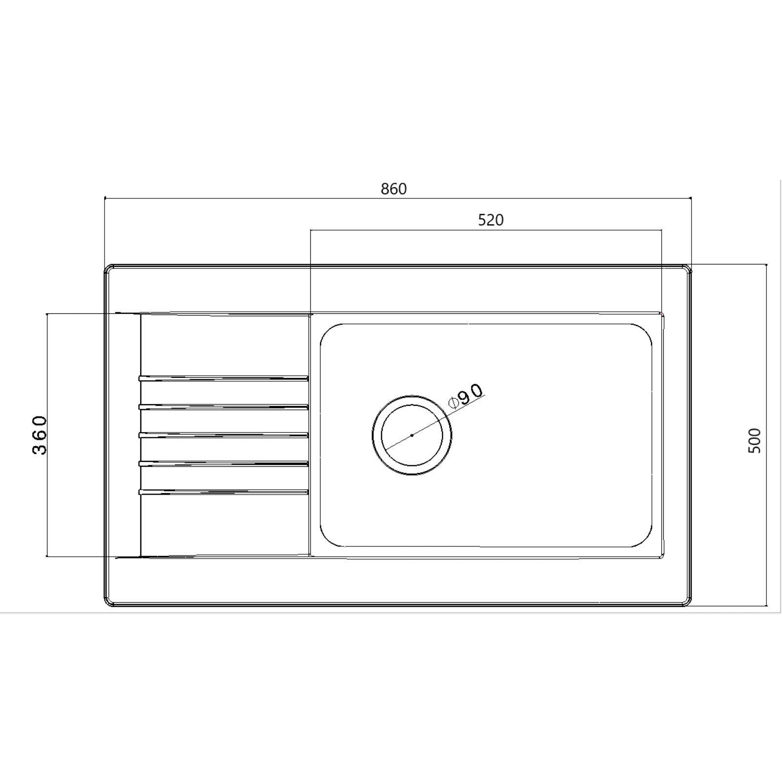 Fregadero de cocina reversible Luquicina LD1BL – 1XL de composite negro con escurridor pequeño 