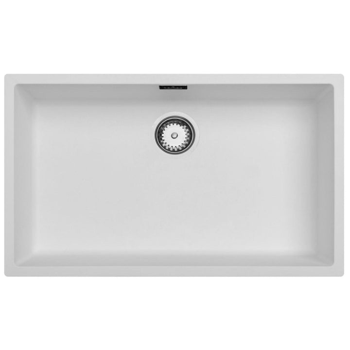 Luquicina LD740WH – Fregadero de cocina de composite negro de 1,0 senos, empotrable o bajo encimera, sin escurridor 