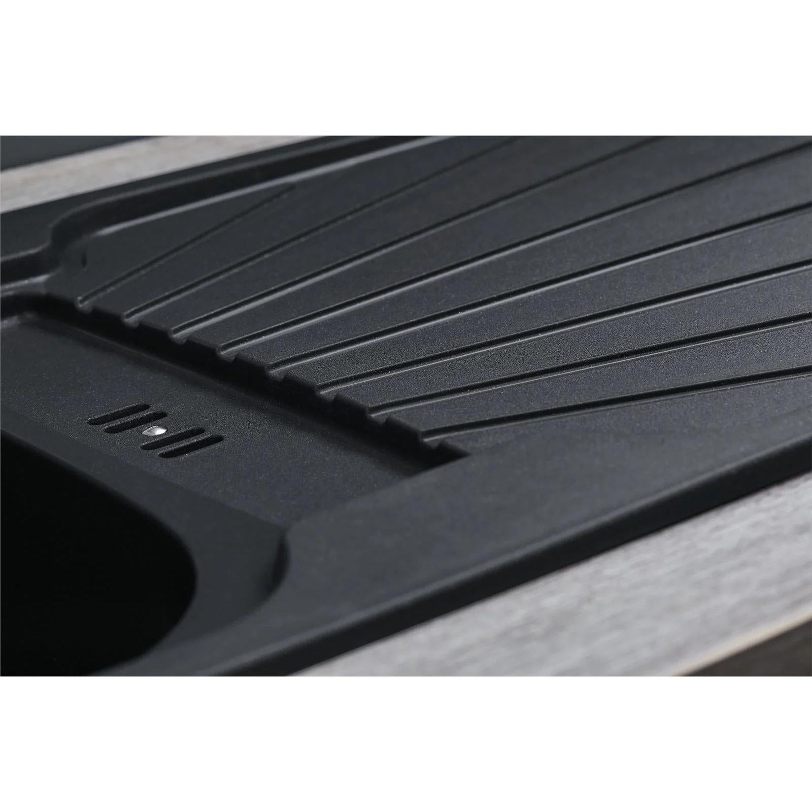 Fregadero de cocina reversible Luquicina LC5BL 1.0 negro y grifo monomando extraíble LE11CH cromado 