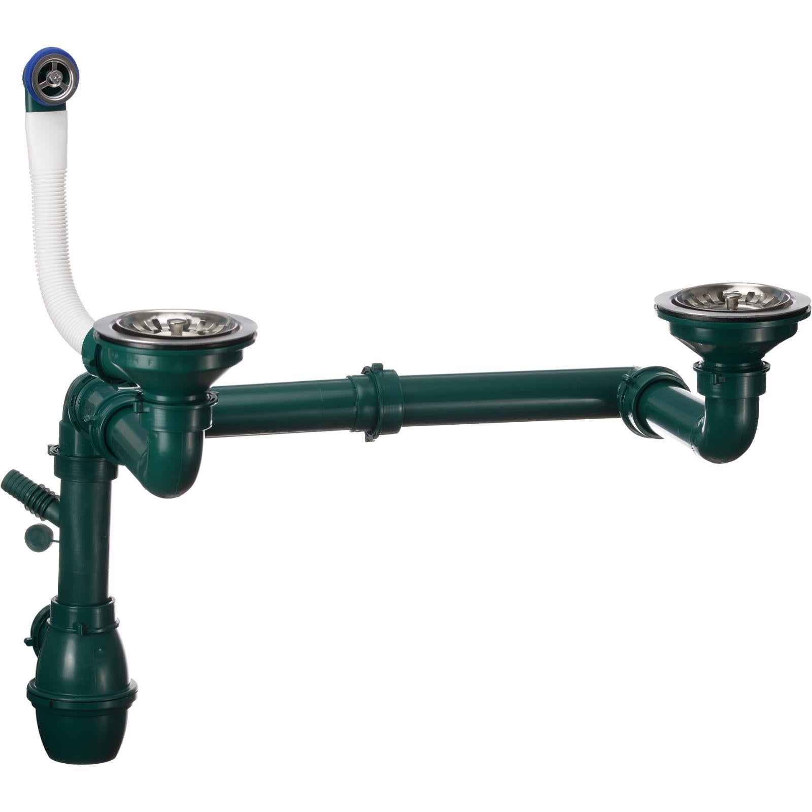 Luquicina LD85BL – Fregadero de cocina de 2 senos de composite negro sin escurridor 