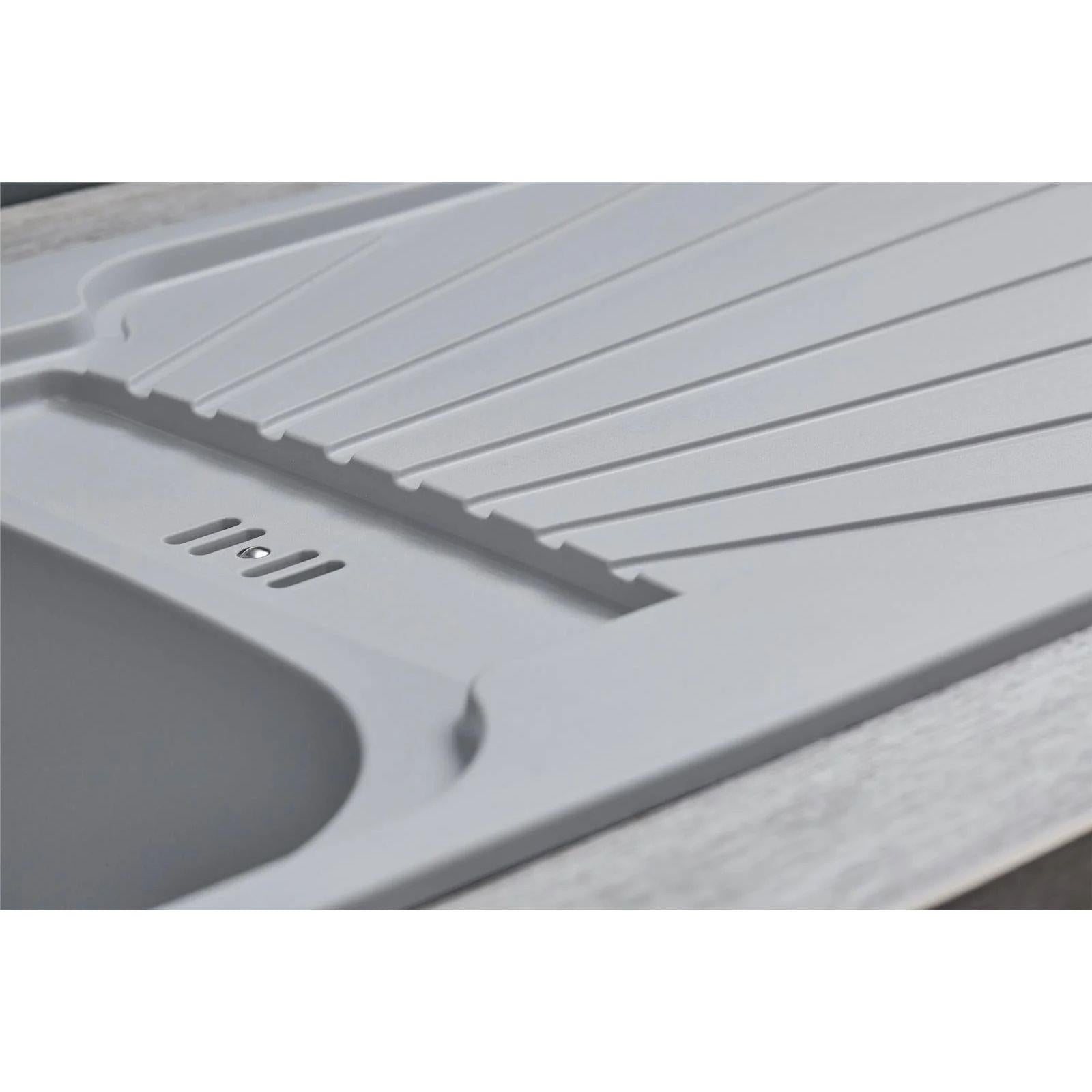 Luquicina LC5LG – Fregadero de cocina reversible de 1,0 senos con desagüe, encastrable, color gris claro 