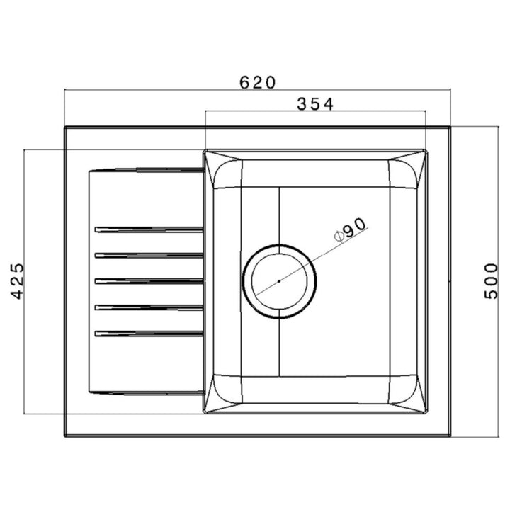 Luquicina LD65WH – Fregadero de cocina reversible de composite de 1.0" con escurridor, color blanco 
