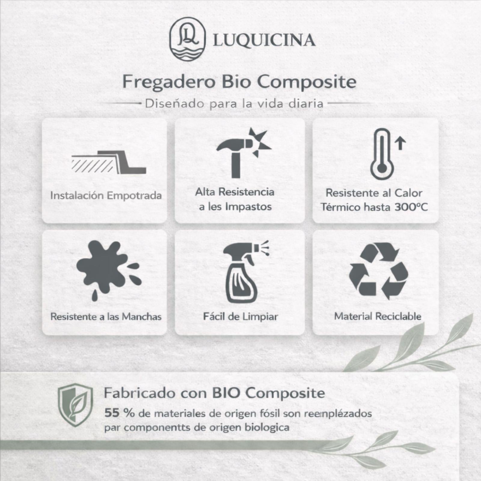 Luquicina LD100WH – Fregadero de cocina reversible de 1 cubeta grande blanco con escurridor