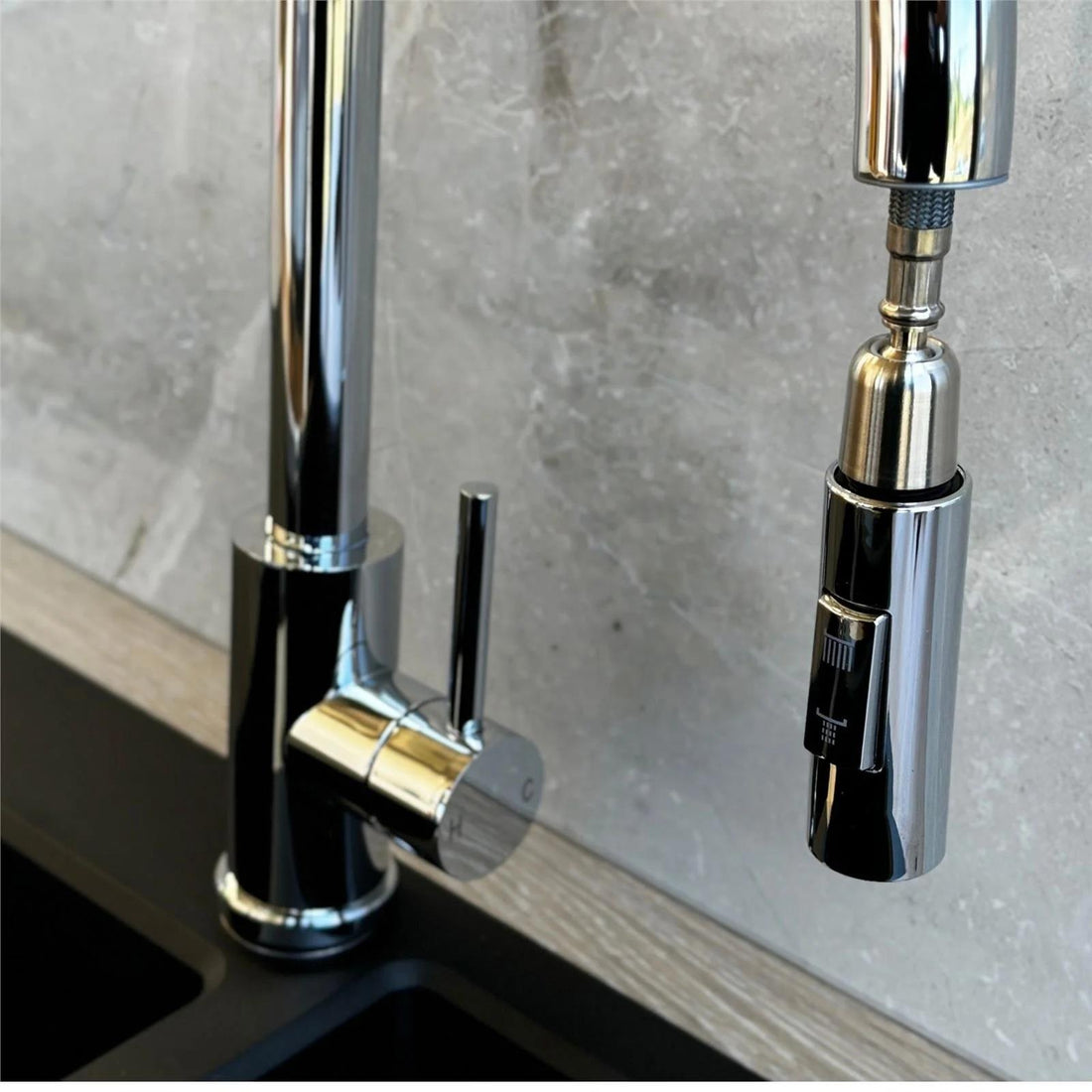 Luquicina LE452CH – Grifo monomando extraíble para cocina, cromado 