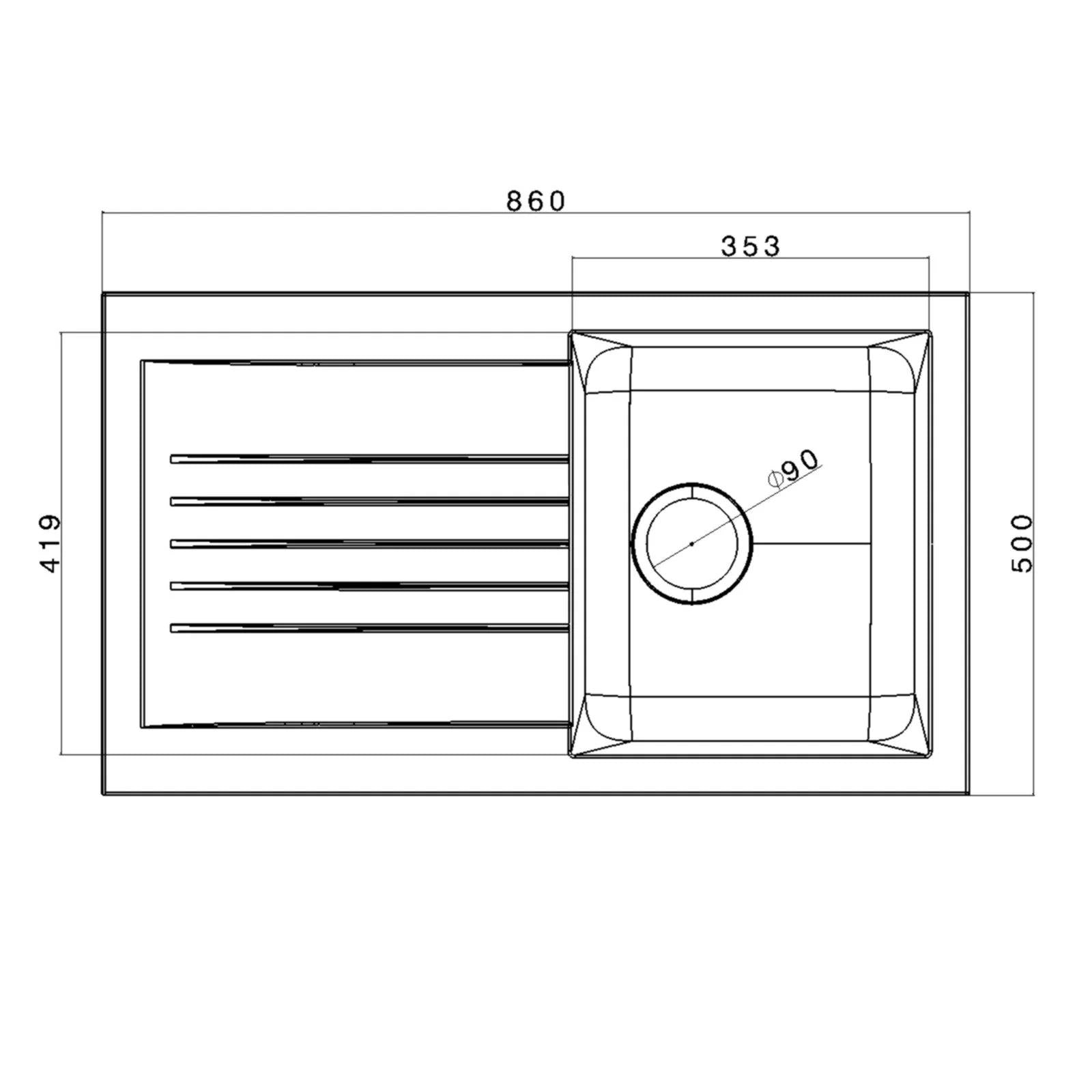 Luquicina LD860WH – Fregadero de cocina reversible blanco de 1 cubeta de composite con desagüe 