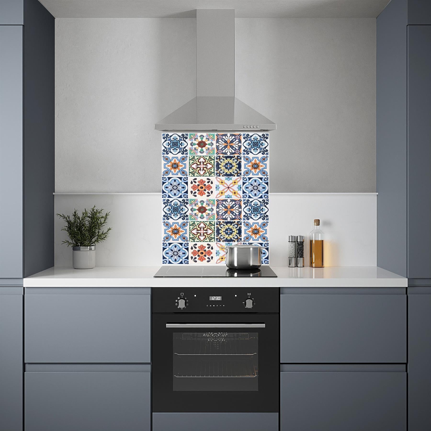 Luquicina LUQ600750TILES - Azulejos de vidrio premium de 6 mm para cocina, diseño de 60 cm, bordes pulidos y templados