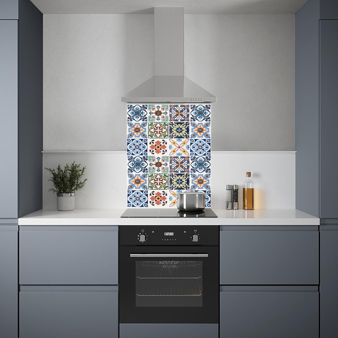 Luquicina LUQ600750TILES - Azulejos de vidrio premium de 6 mm para cocina, diseño de 60 cm, bordes pulidos y templados