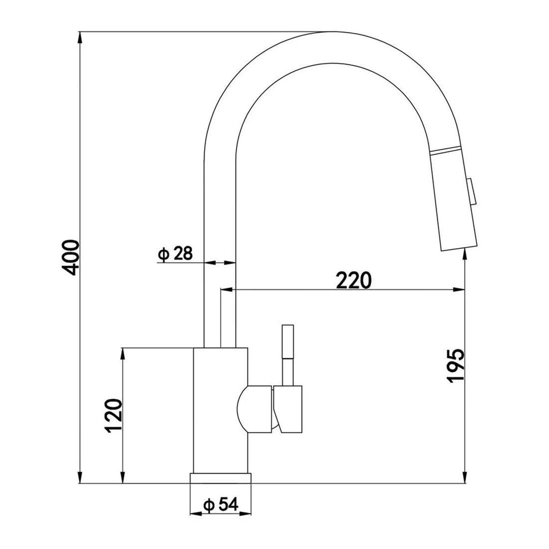 Luquicina LE454BS – Grifo monomando extraíble de cocina de acero cepillado 