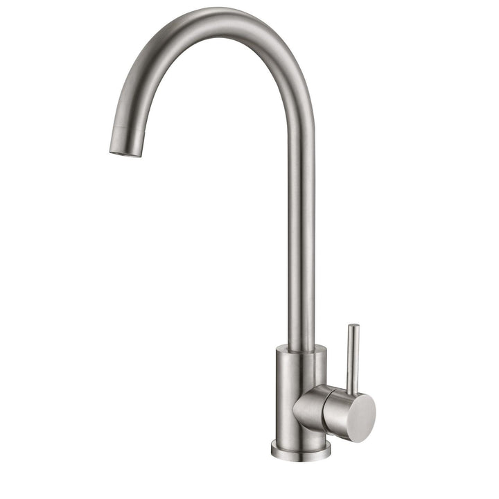 Reginox TARAVO BN – Grifo monomando de cocina de cuello de cisne en níquel cepillado 