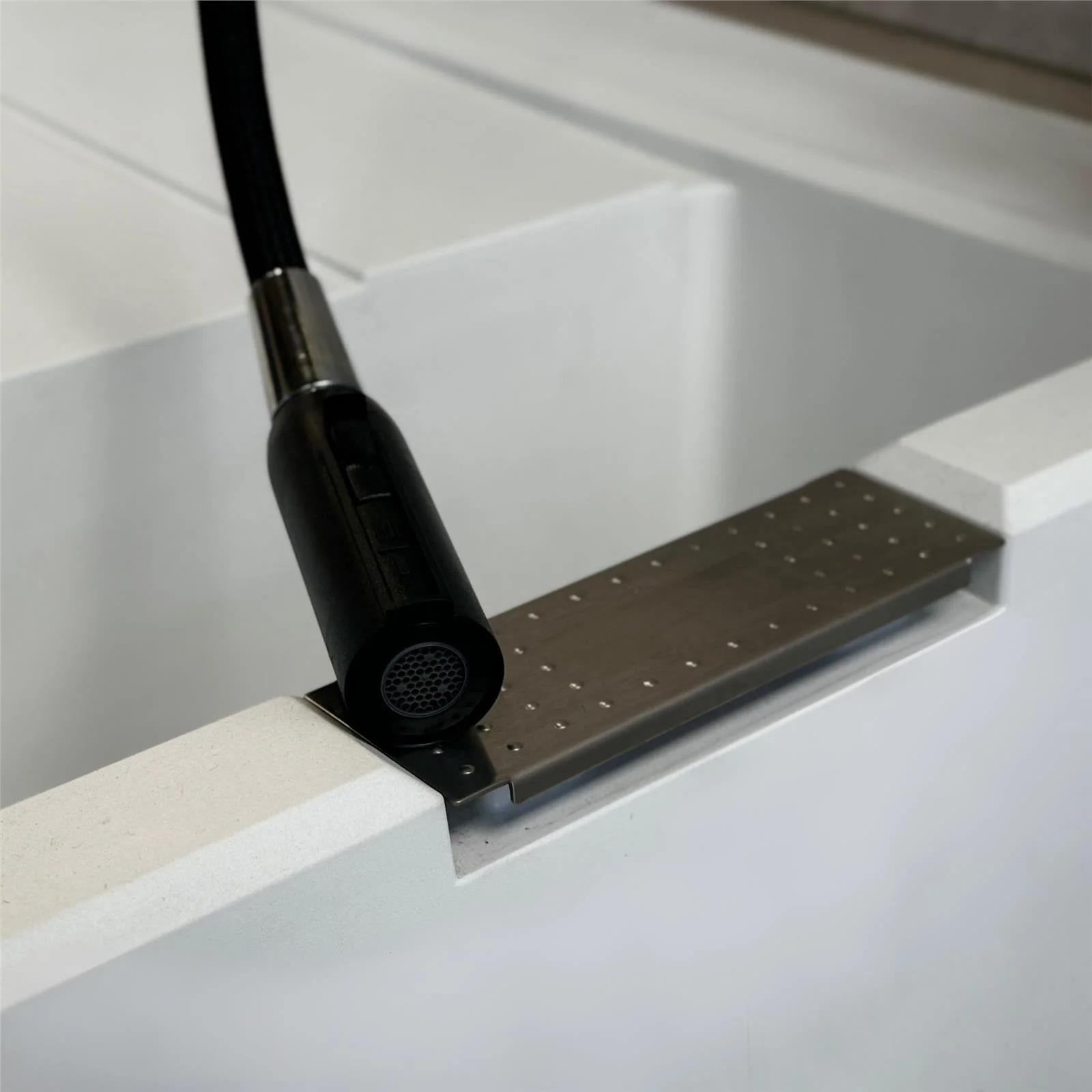 Luquicina LE11BR – Grifo monomando extraíble de cocina de latón cepillado 