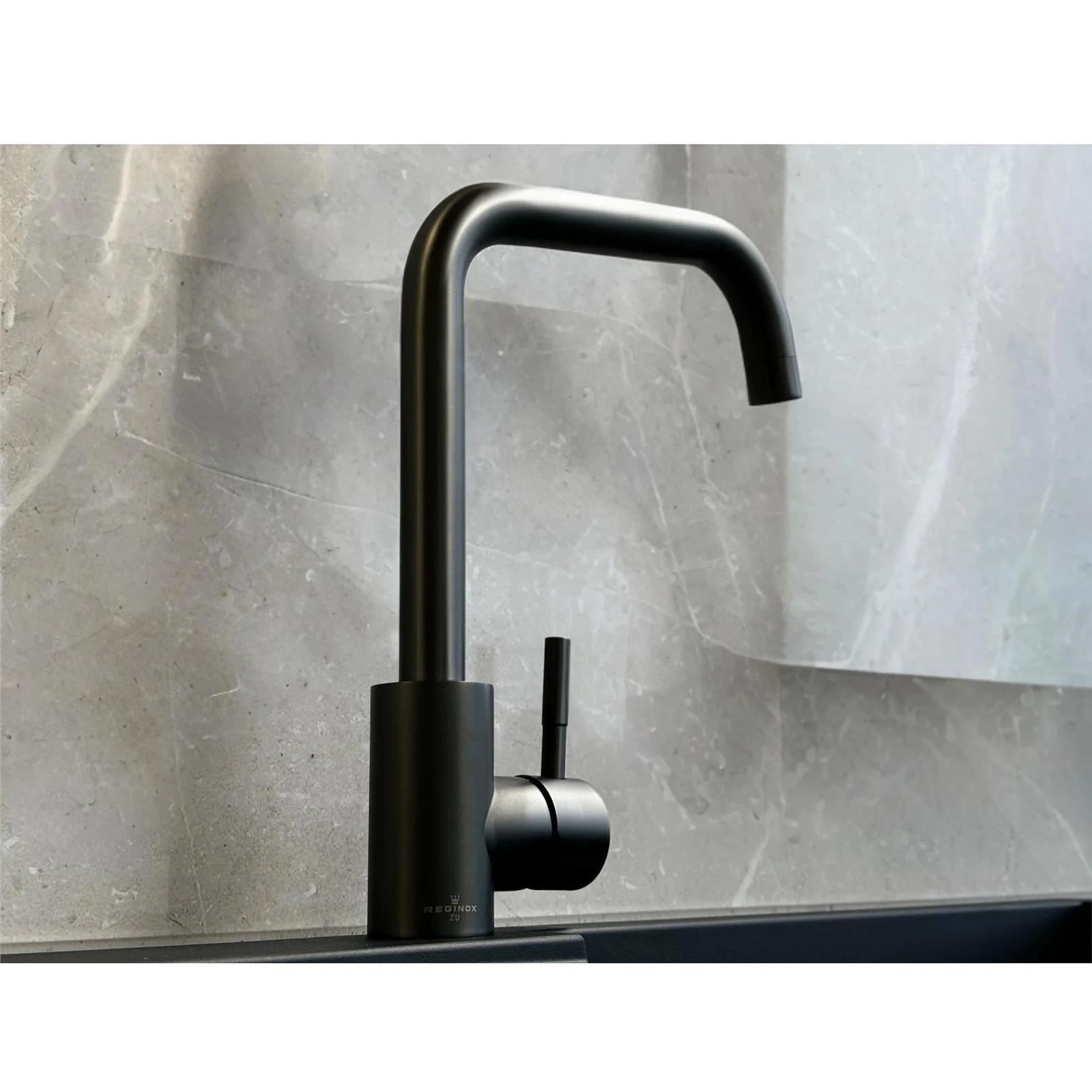 Reginox SALINA GM – Grifo monomando de cocina de cuello cuadrado en bronce de cañón 