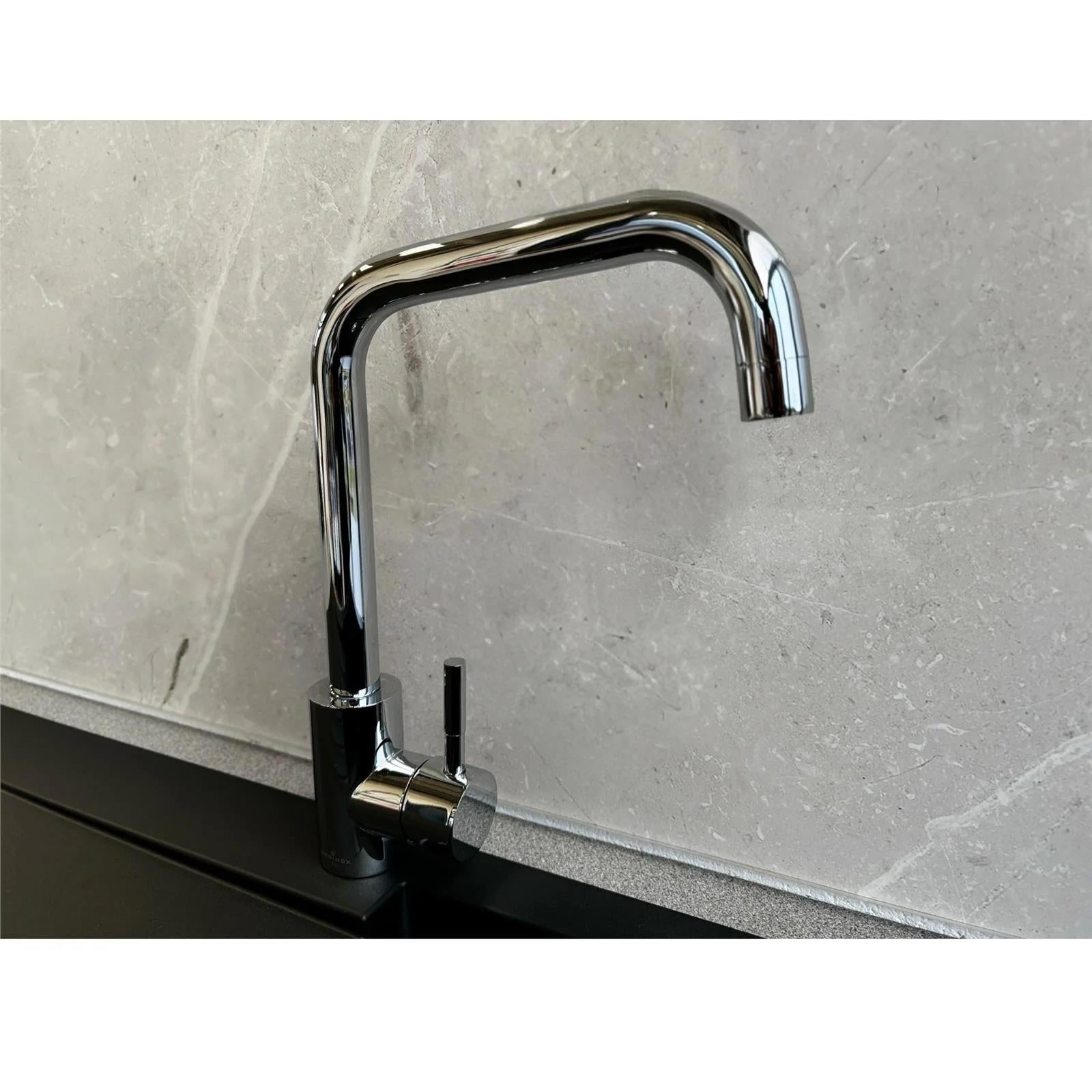 Reginox SALINA CH – Grifo monomando de cocina cromado de cuello cuadrado 