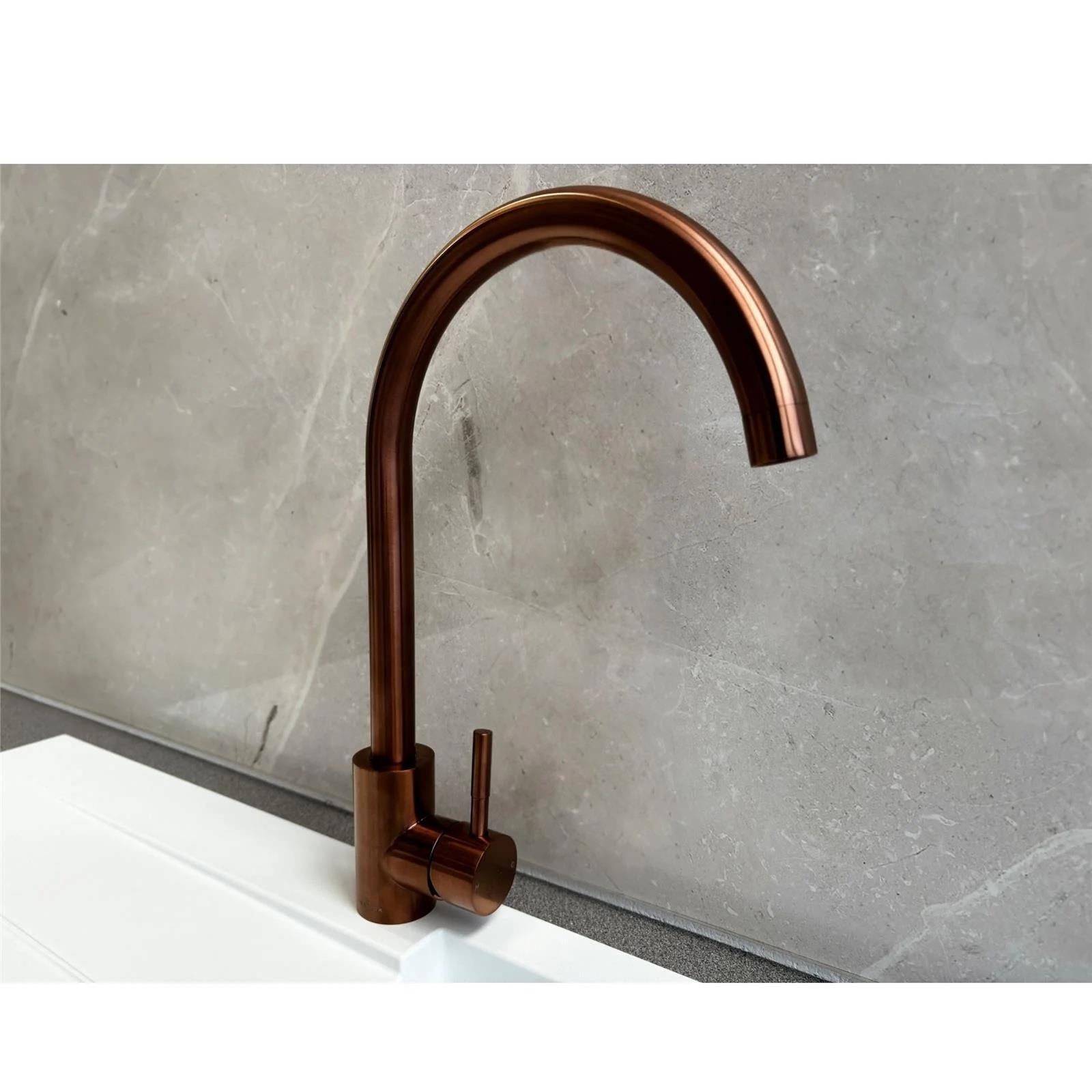 Reginox TARAVO CP – Grifo monomando de cocina de cobre con cuello de cisne 