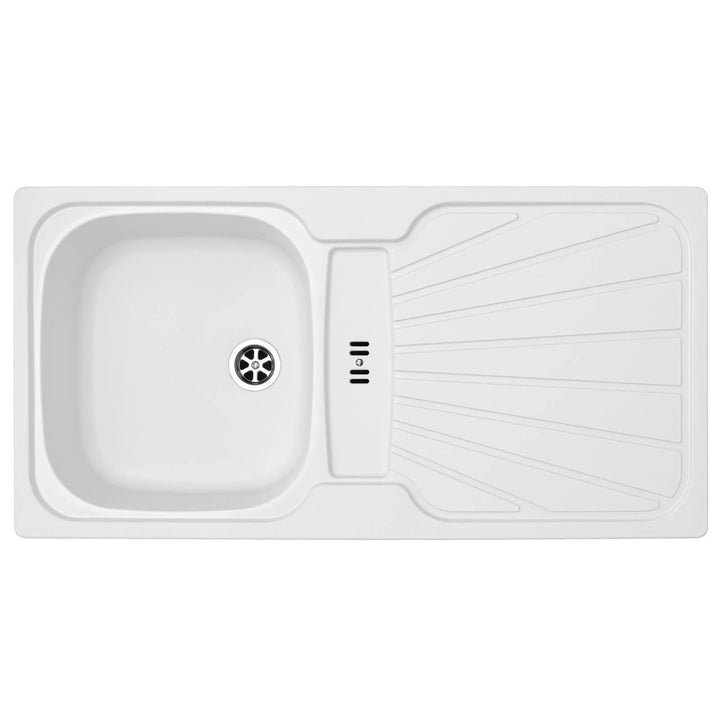 Luquicina LC5WH – Fregadero de cocina reversible de 1,0 senos con desagüe, blanco 