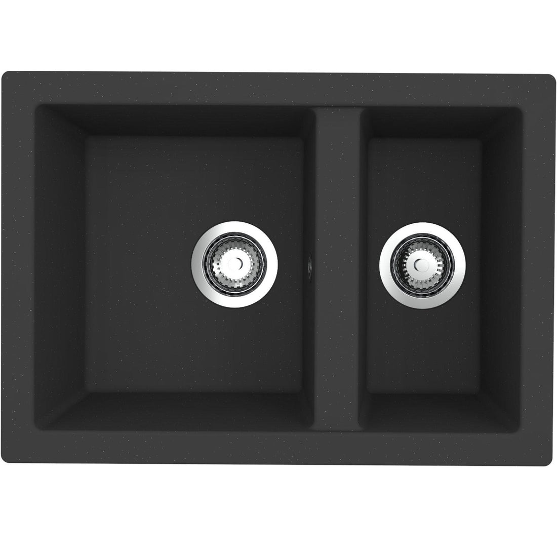 Fregadero empotrable o bajo encimera de cocina Luquicina LS62BL todo negro – 1,5 senos sin escurridor – Composite BIO – 62 x 44 x 19 cm