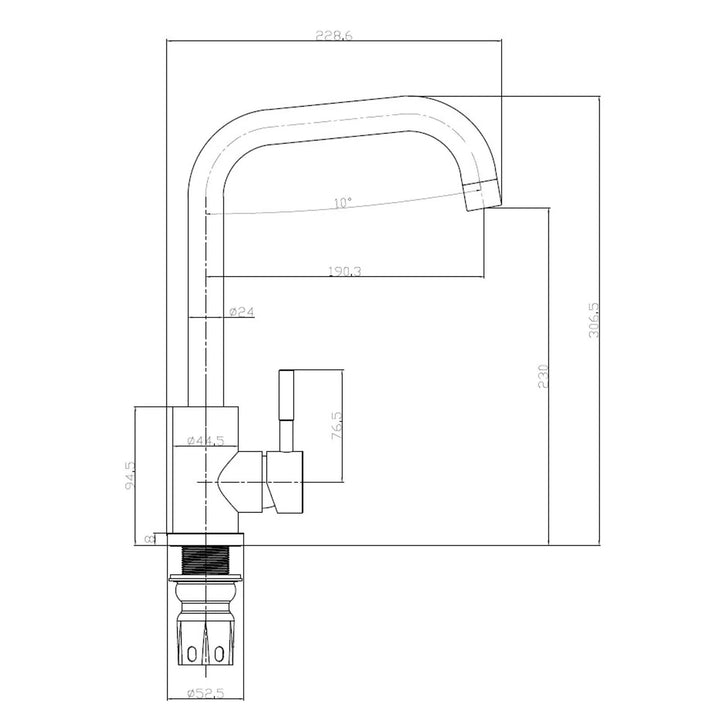 Reginox SALINA BN – Grifo monomando de cocina de cuello cuadrado en níquel cepillado 