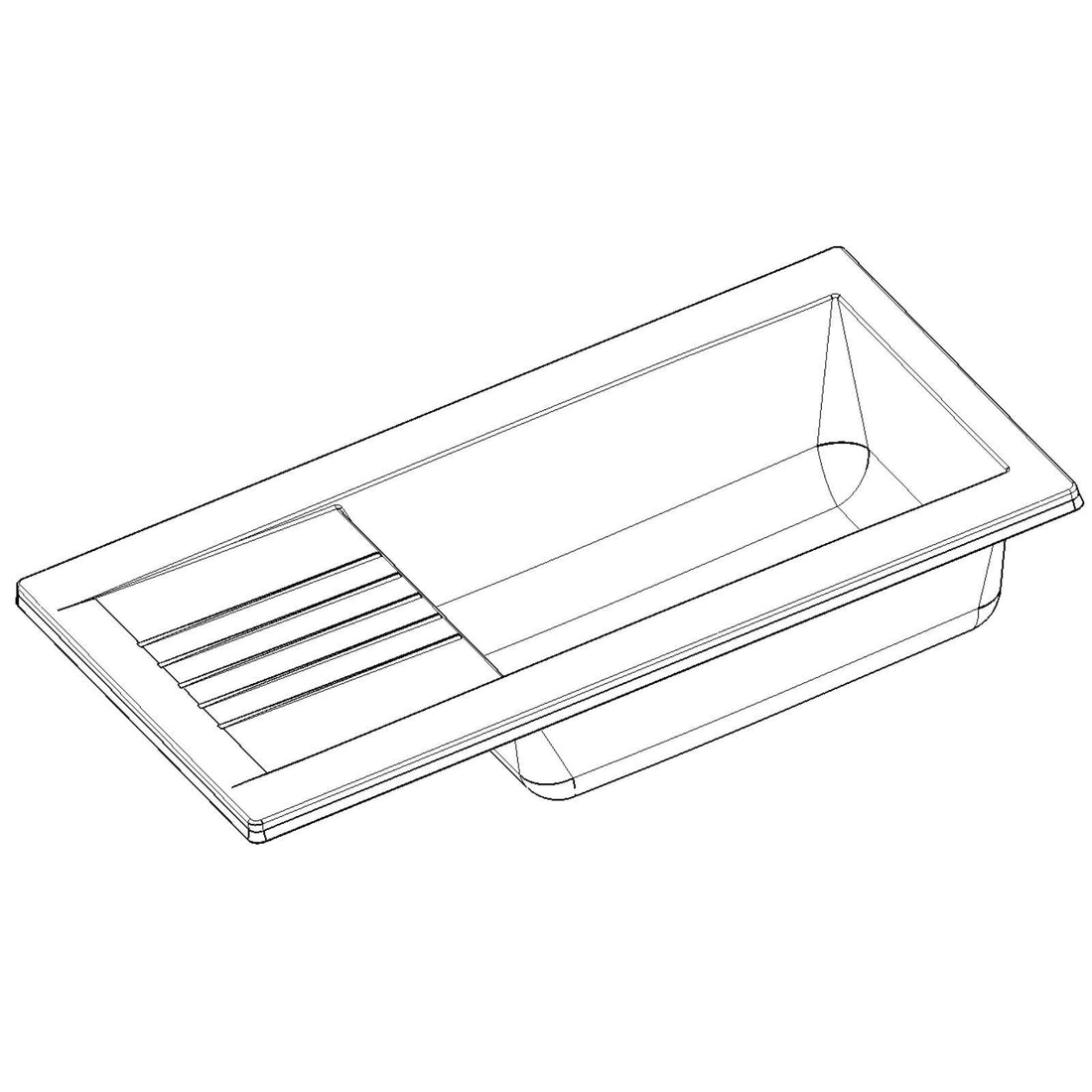 Fregadero de cocina reversible Luquicina LD1BL – 1XL de composite negro con escurridor pequeño 