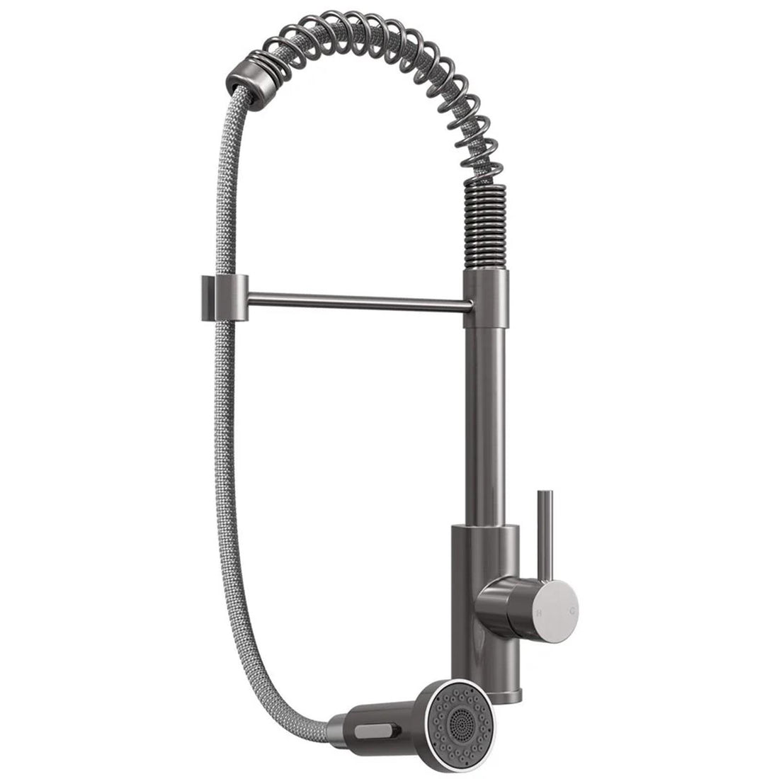 Luquicina LE593BS – Grifo mezclador de cocina de acero cepillado con resorte y rociador extraíble 