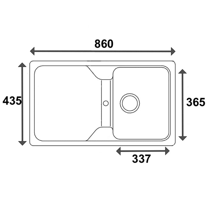 Luquicina LC5BL – Fregadero de cocina reversible de 1,0 senos con desagüe, color negro 