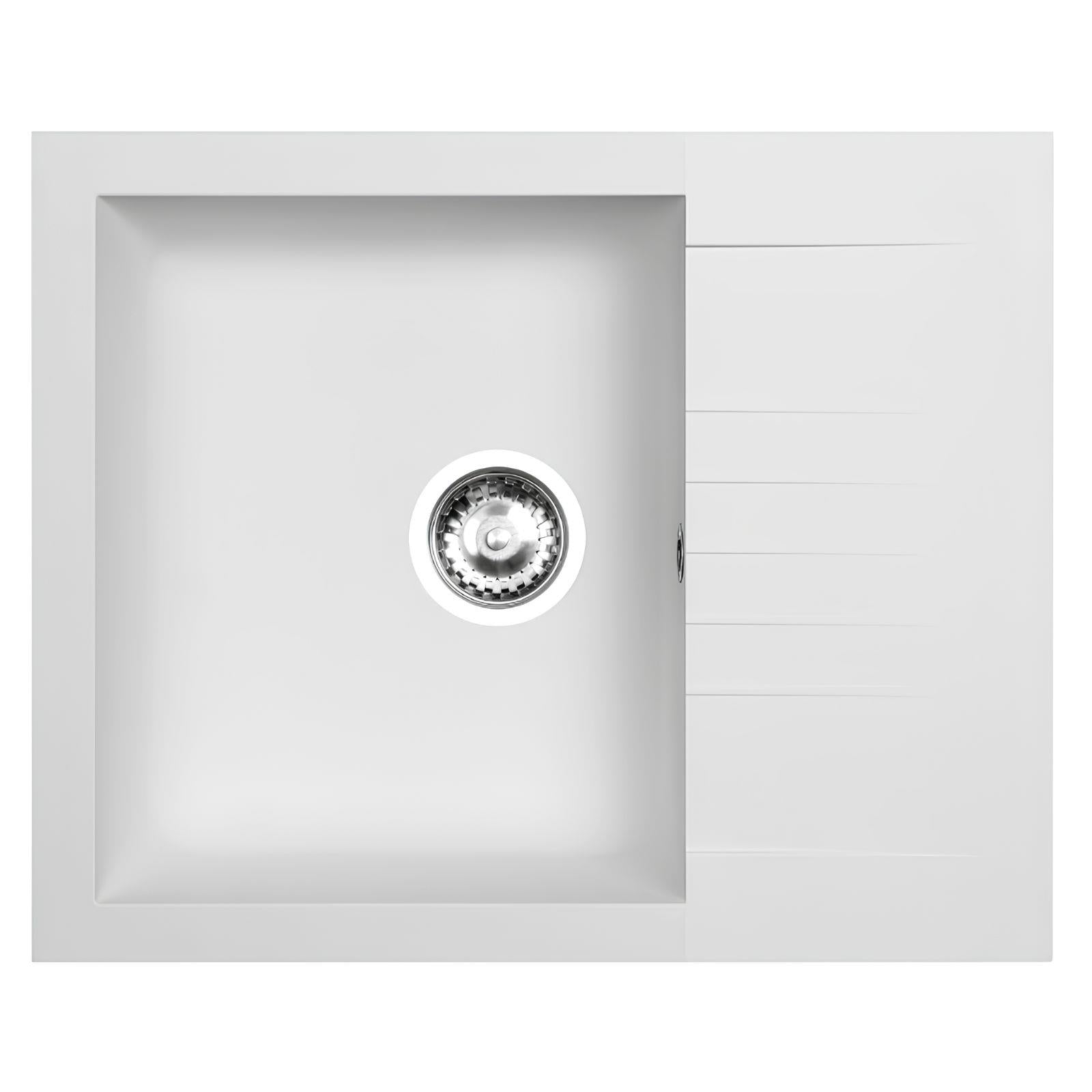 Luquicina LD65WH – Fregadero de cocina reversible de composite de 1.0" con escurridor, color blanco 