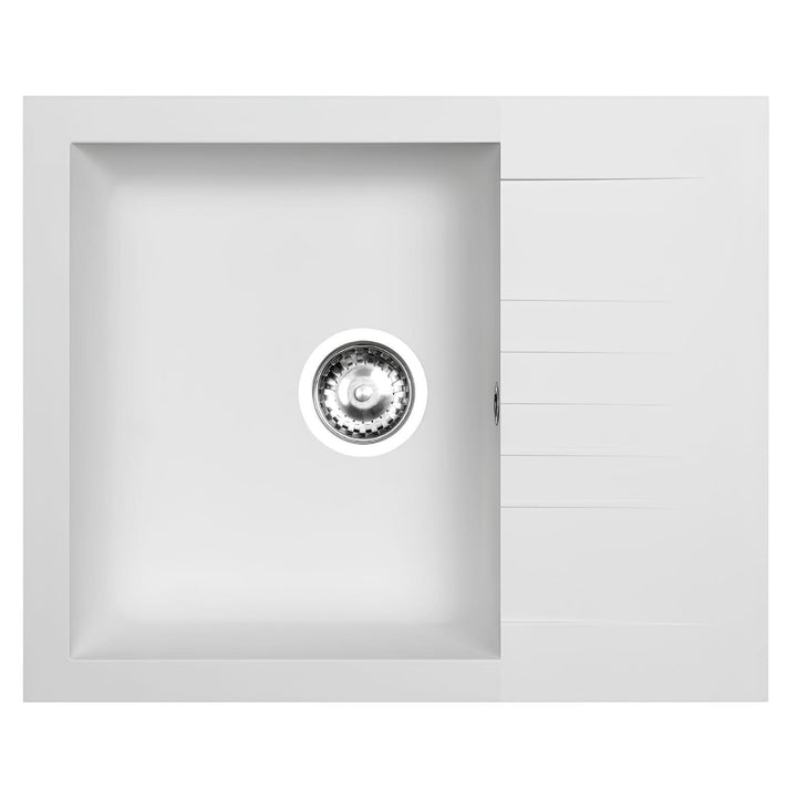Luquicina LD65WH – Fregadero de cocina reversible de composite de 1.0" con escurridor, color blanco 