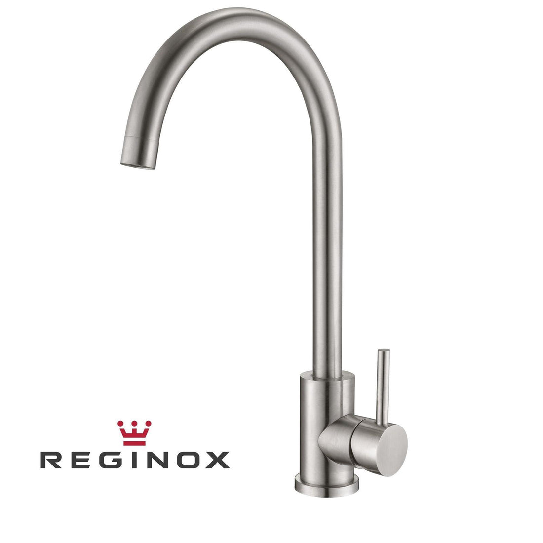 Reginox TARAVO BN – Grifo monomando de cocina de cuello de cisne en níquel cepillado 