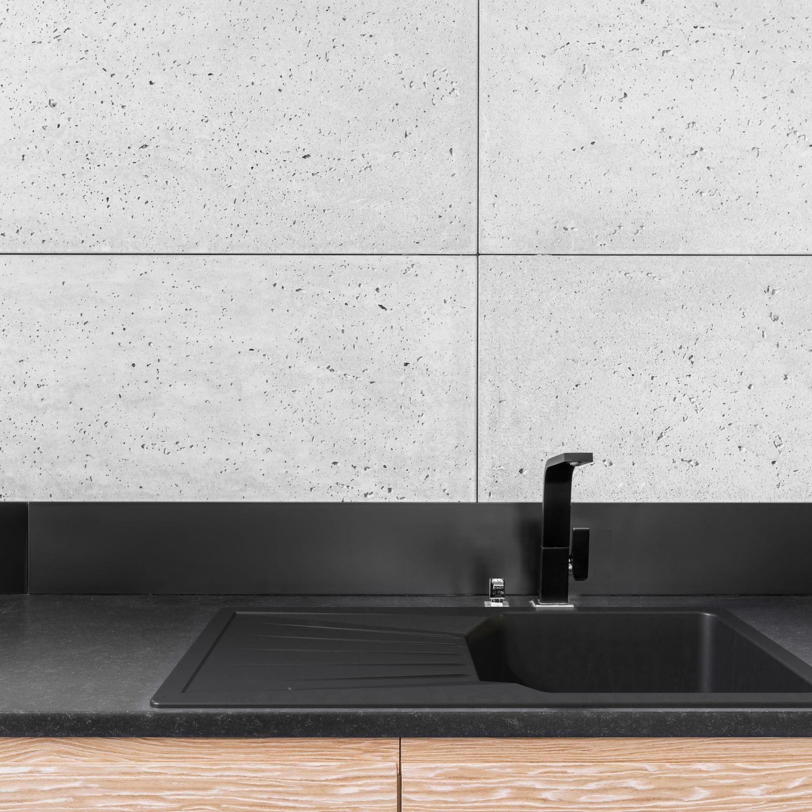 Luquicina LD100BL – Fregadero de cocina reversible de 1 cubeta XL con escurridor, color negro 