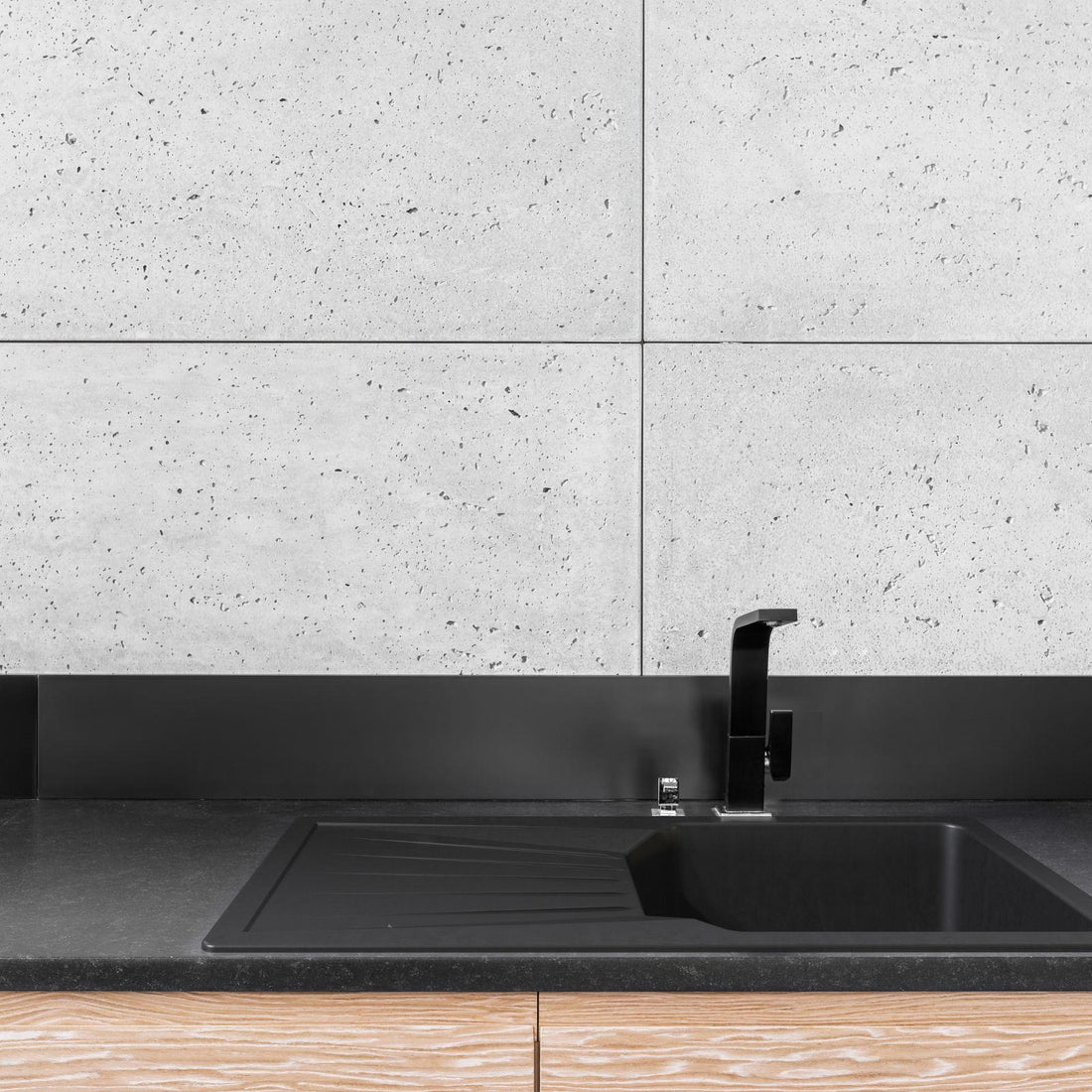 Luquicina LD100BL – Fregadero de cocina reversible de 1 cubeta XL con escurridor, color negro 