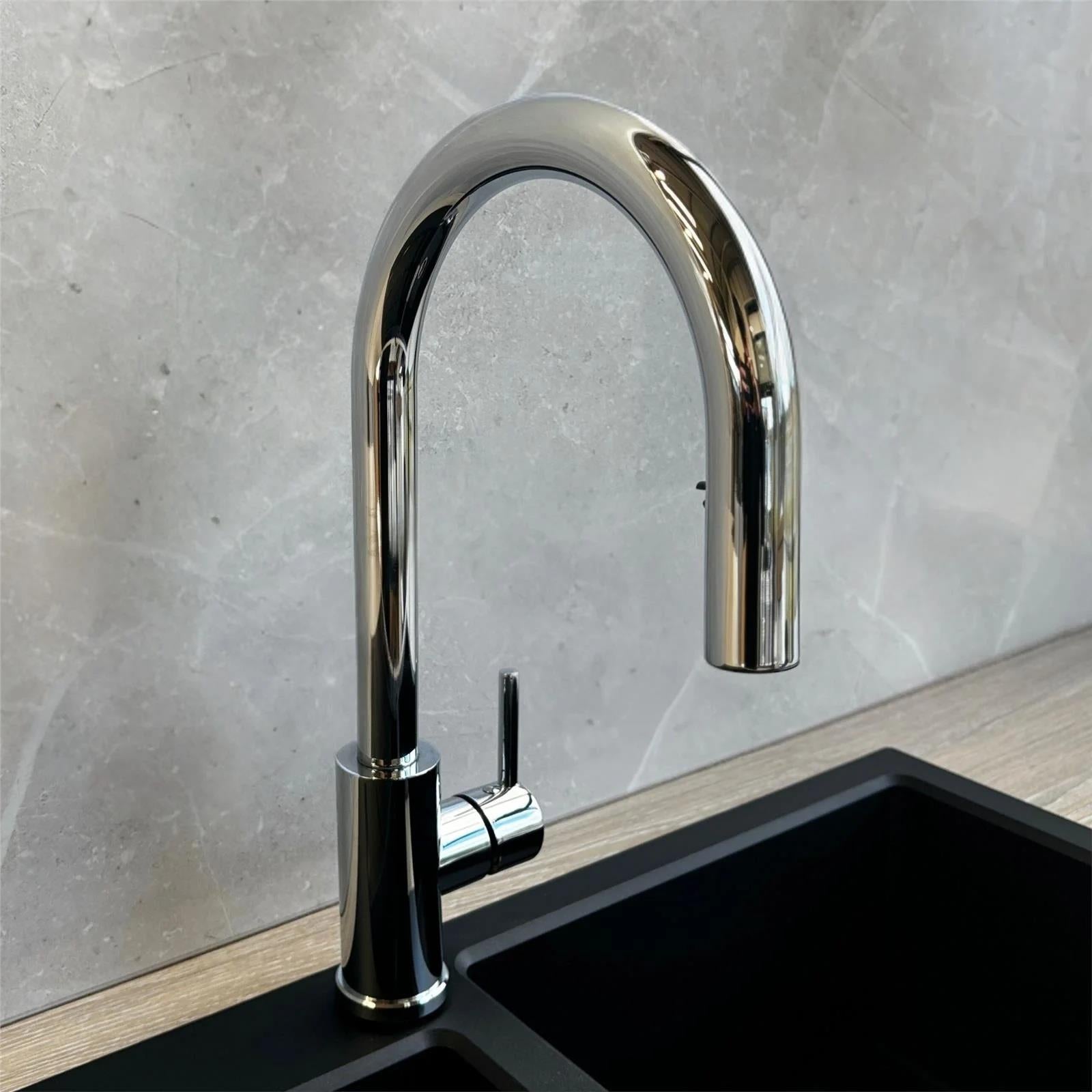 Luquicina LE11CH – Grifo monomando extraíble para cocina, cromado 