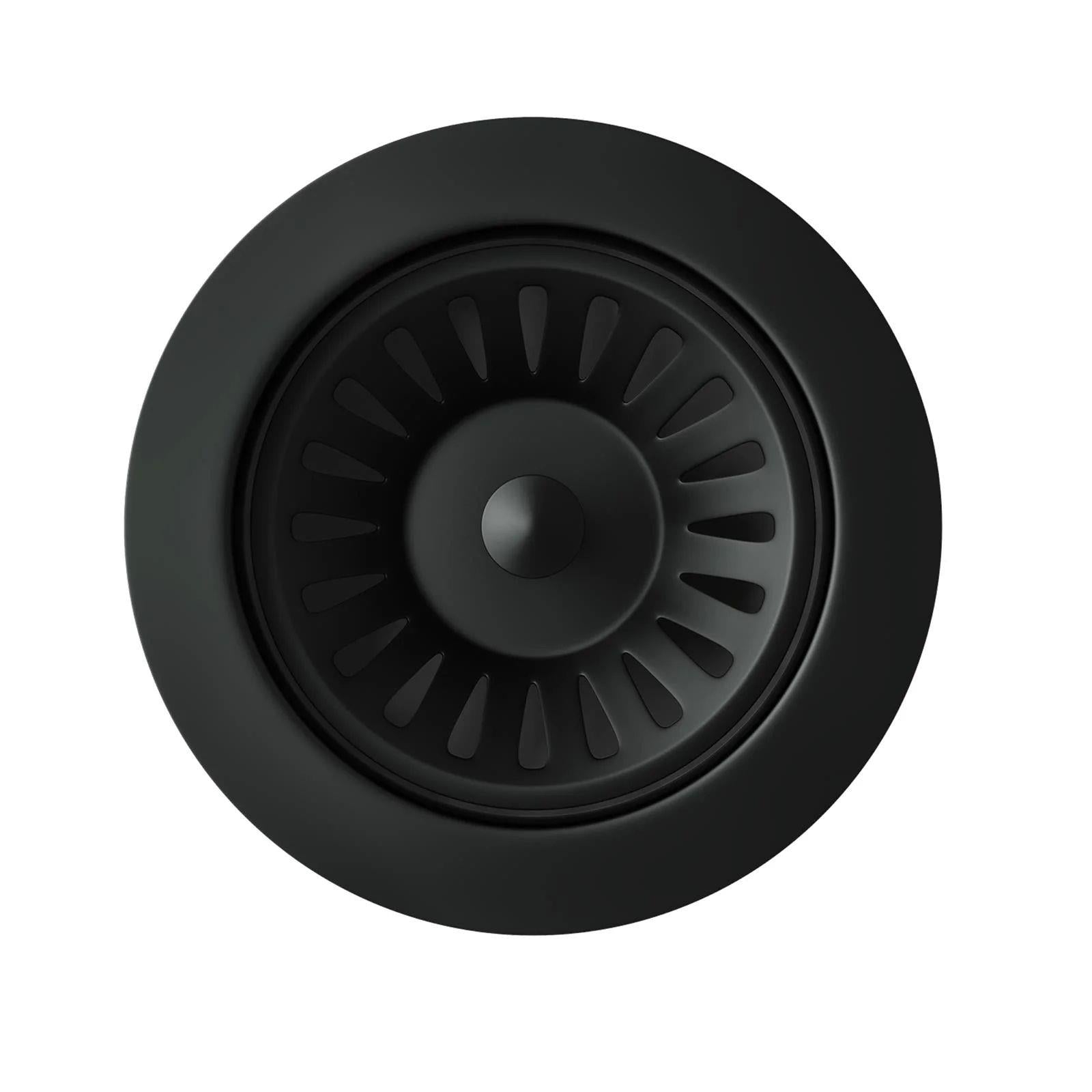 Luquicina LED2MB – Tapón Cestillo Fregadero Cocina 90 mm Negro Mate con Rebosadero – Filtro de Desagüe Tipo Cesta, Estilo Moderno 