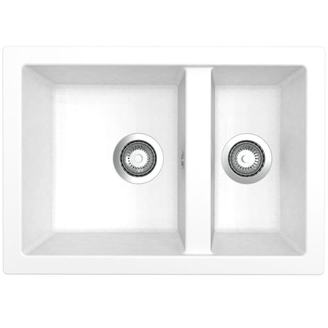 Fregadero empotrable o bajo encimera de cocina Luquicina LS62WH todo blanco – 1,5 senos sin escurridor – Composite BIO – 62 x 44 x 19 cm