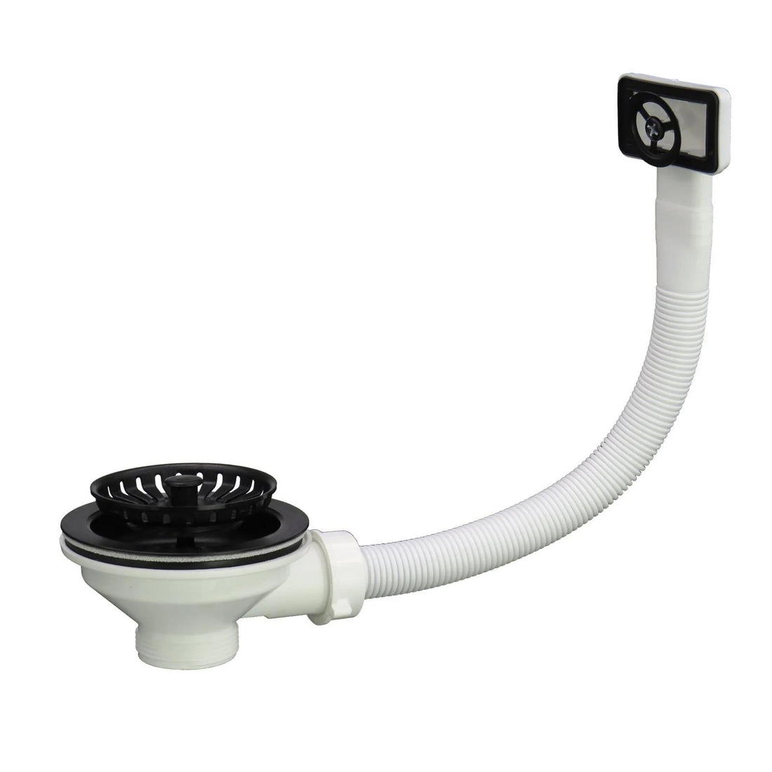 Luquicina LED4MB – Cesta de desagüe para fregadero de cocina, color negro mate, con rebosadero