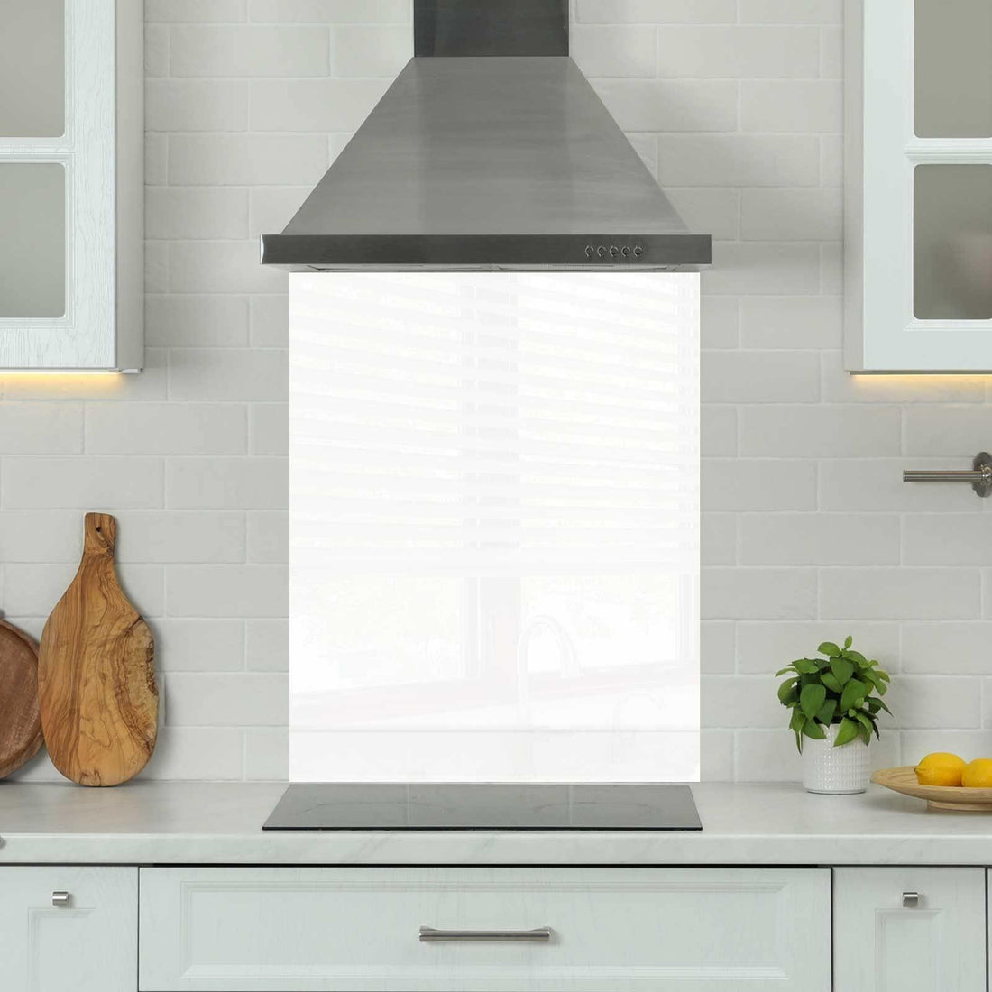 Luquicina LUQ600750WH - Revestimiento para cocina de vidrio blanco premium de 6 mm, 60 cm, borde pulido y templado 