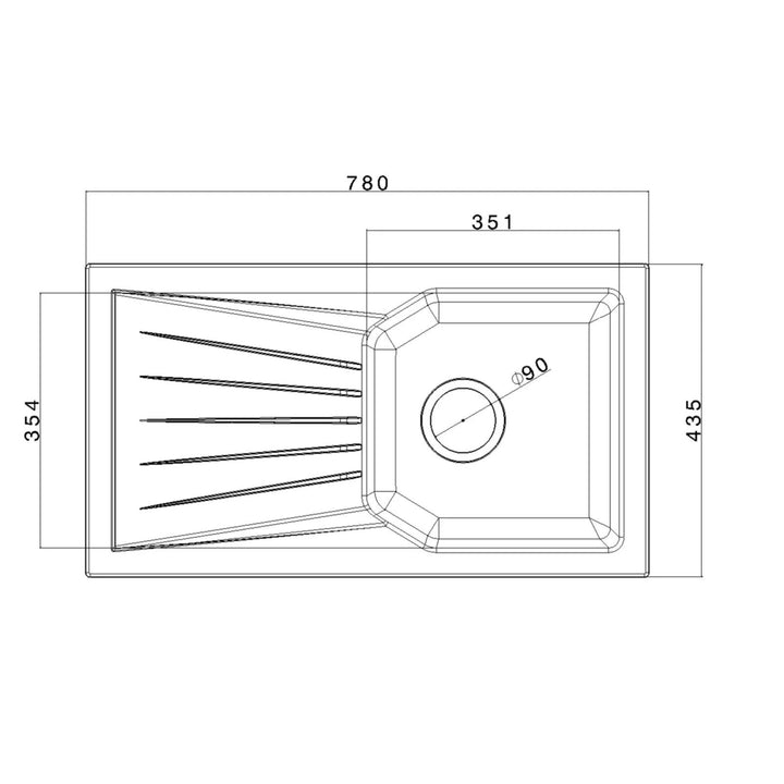 Luquicina LD780BL – Fregadero de cocina reversible de composite de 1,0 senos, color negro, con desagüe y escurridor 