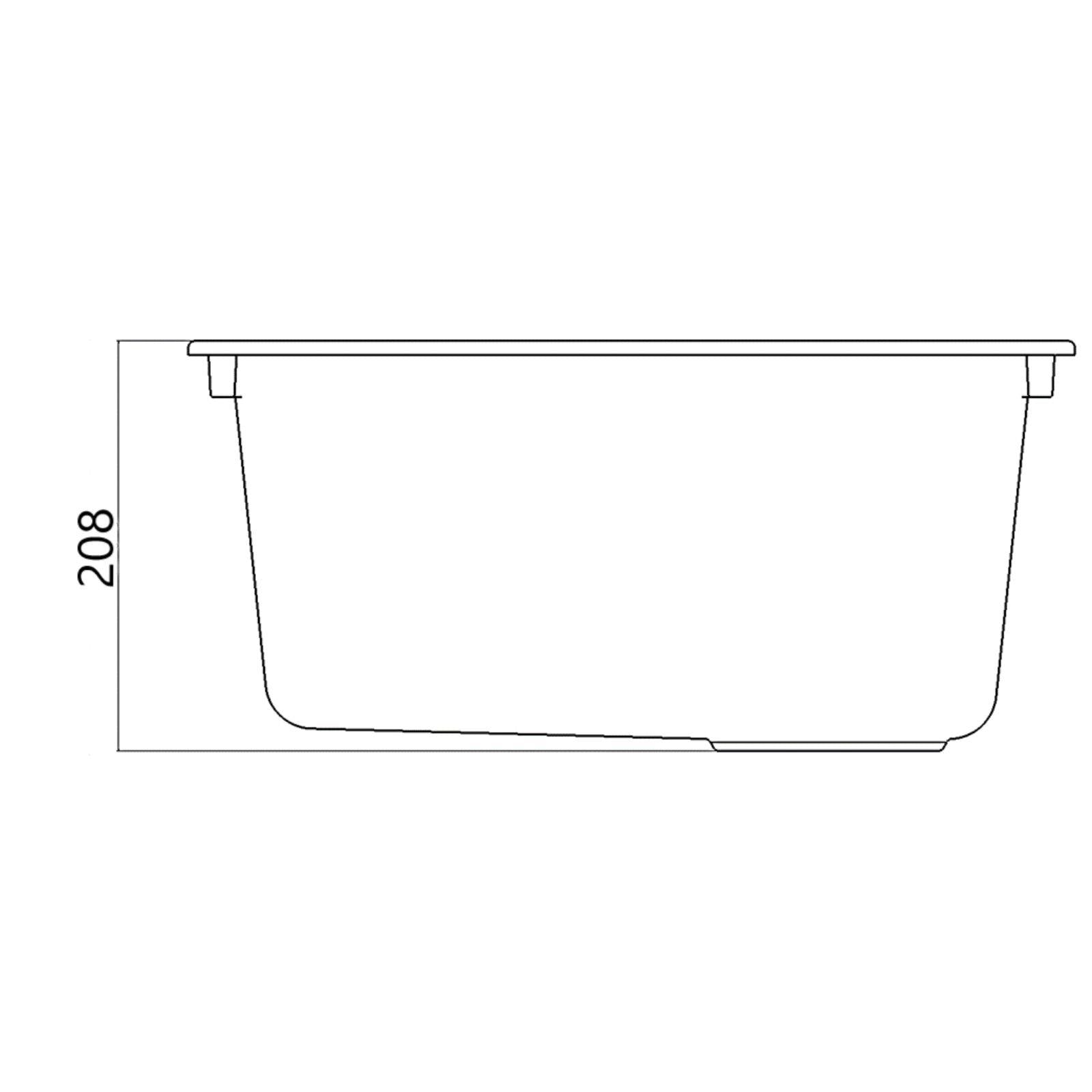 Luquicina LD740WH – Fregadero de cocina de composite negro de 1,0 senos, empotrable o bajo encimera, sin escurridor 