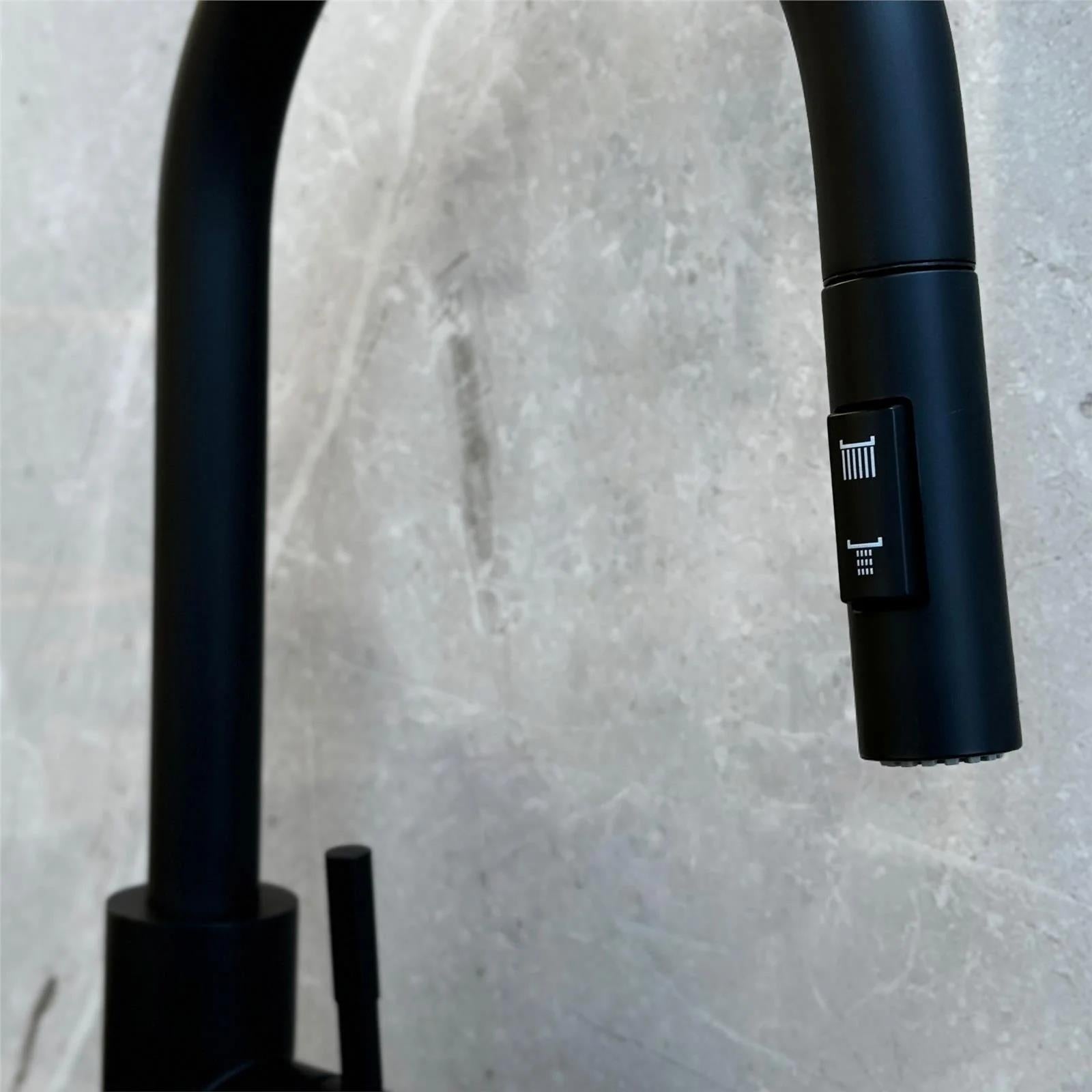 Luquicina LE453MB – Grifo monomando extraíble para cocina, color negro 