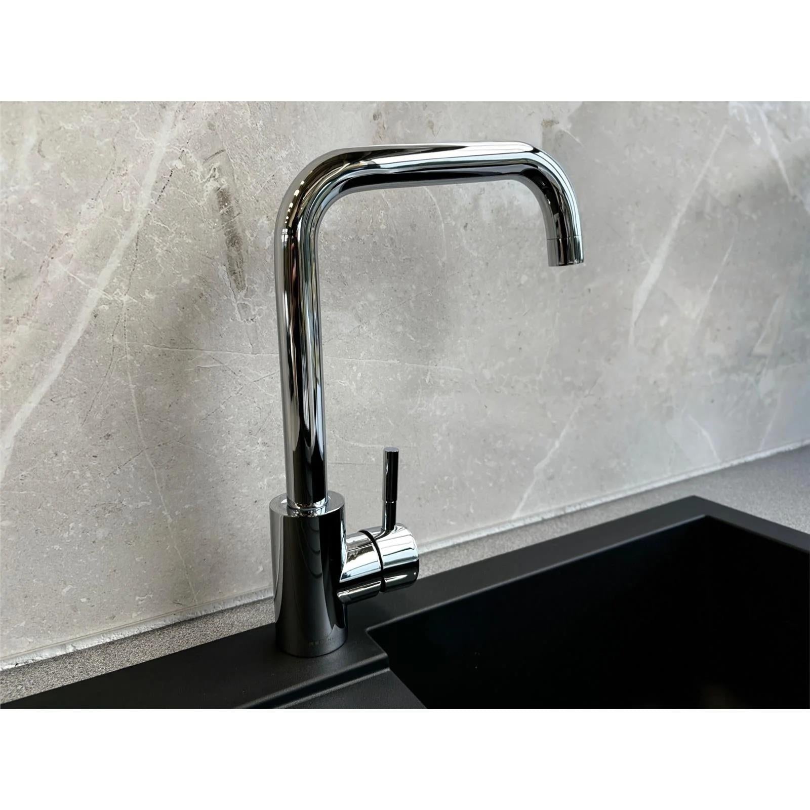 Reginox SALINA CH – Grifo monomando de cocina cromado de cuello cuadrado 