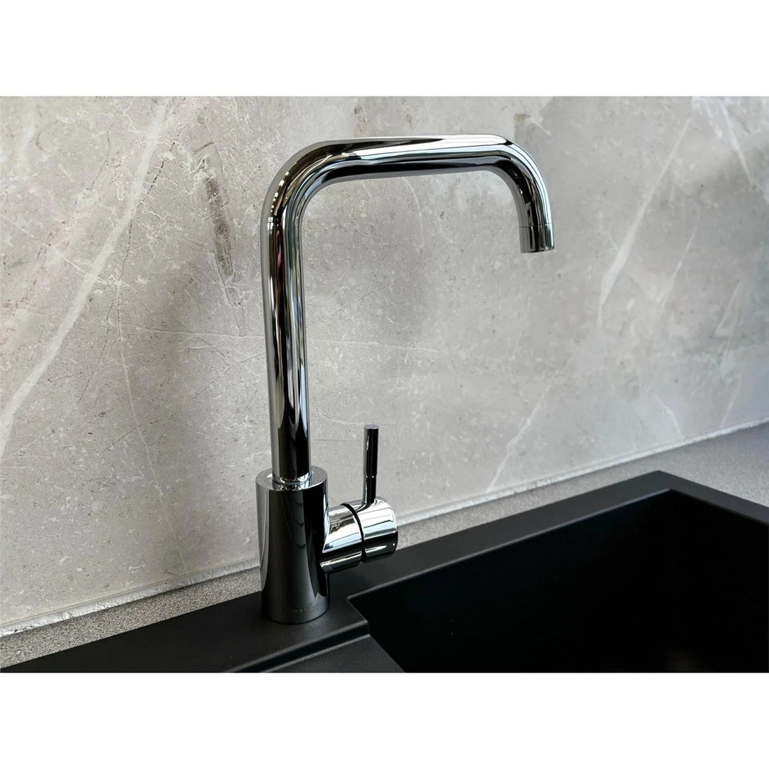 Reginox SALINA CH – Grifo monomando de cocina cromado de cuello cuadrado 