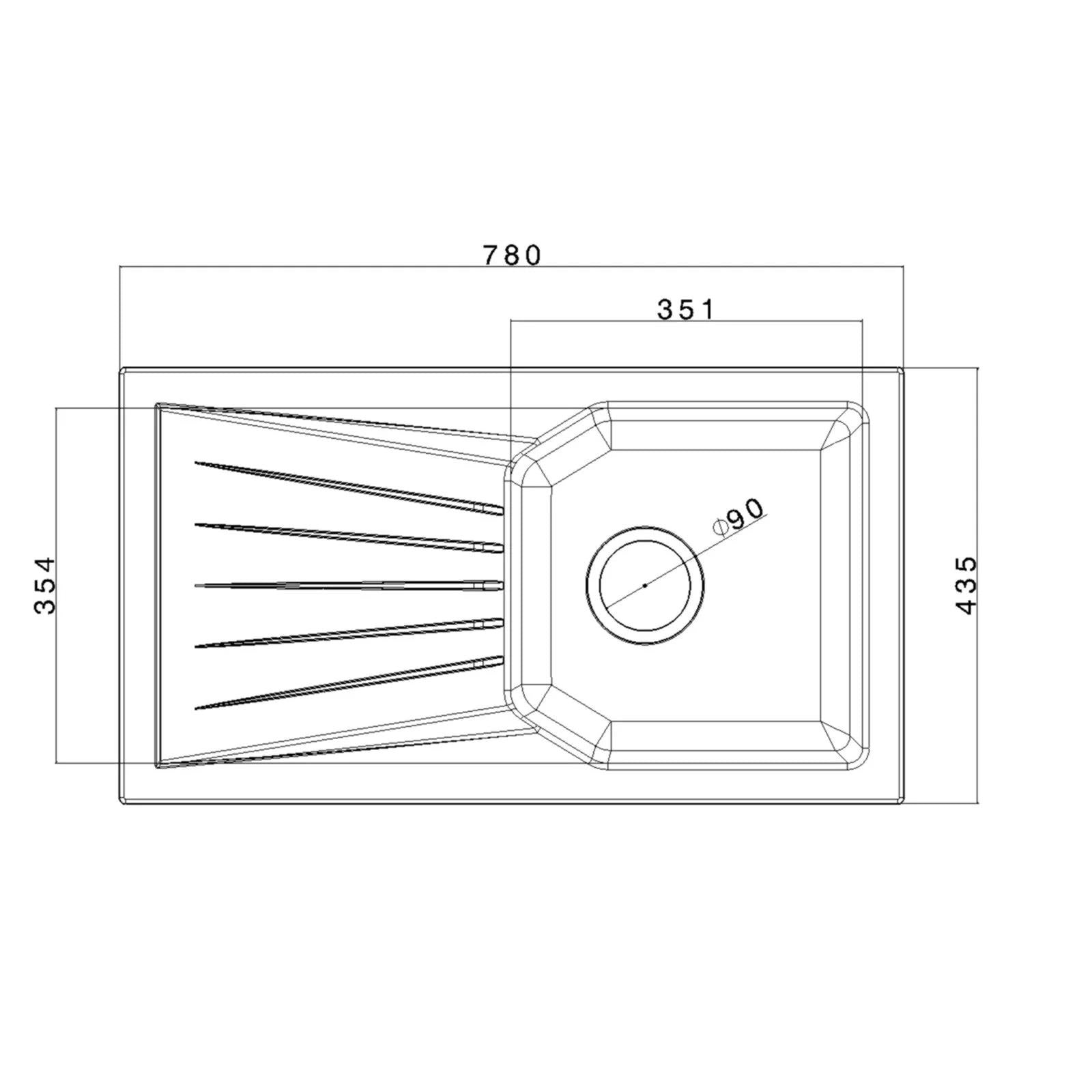 Luquicina LD780WH – Fregadero de cocina reversible blanco de 1.0 senos de composite con desagüe y escurridor 