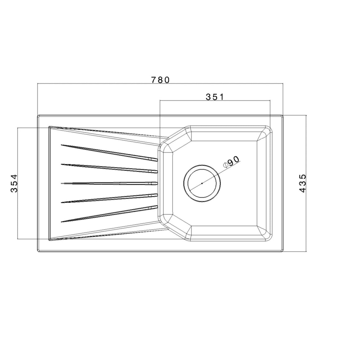 Luquicina LD780WH – Fregadero de cocina reversible blanco de 1.0 senos de composite con desagüe y escurridor 