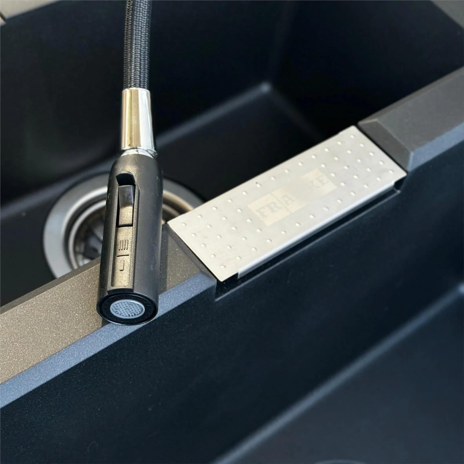 Luquicina LE11BS – Grifo monomando extraíble de acero cepillado para cocina 