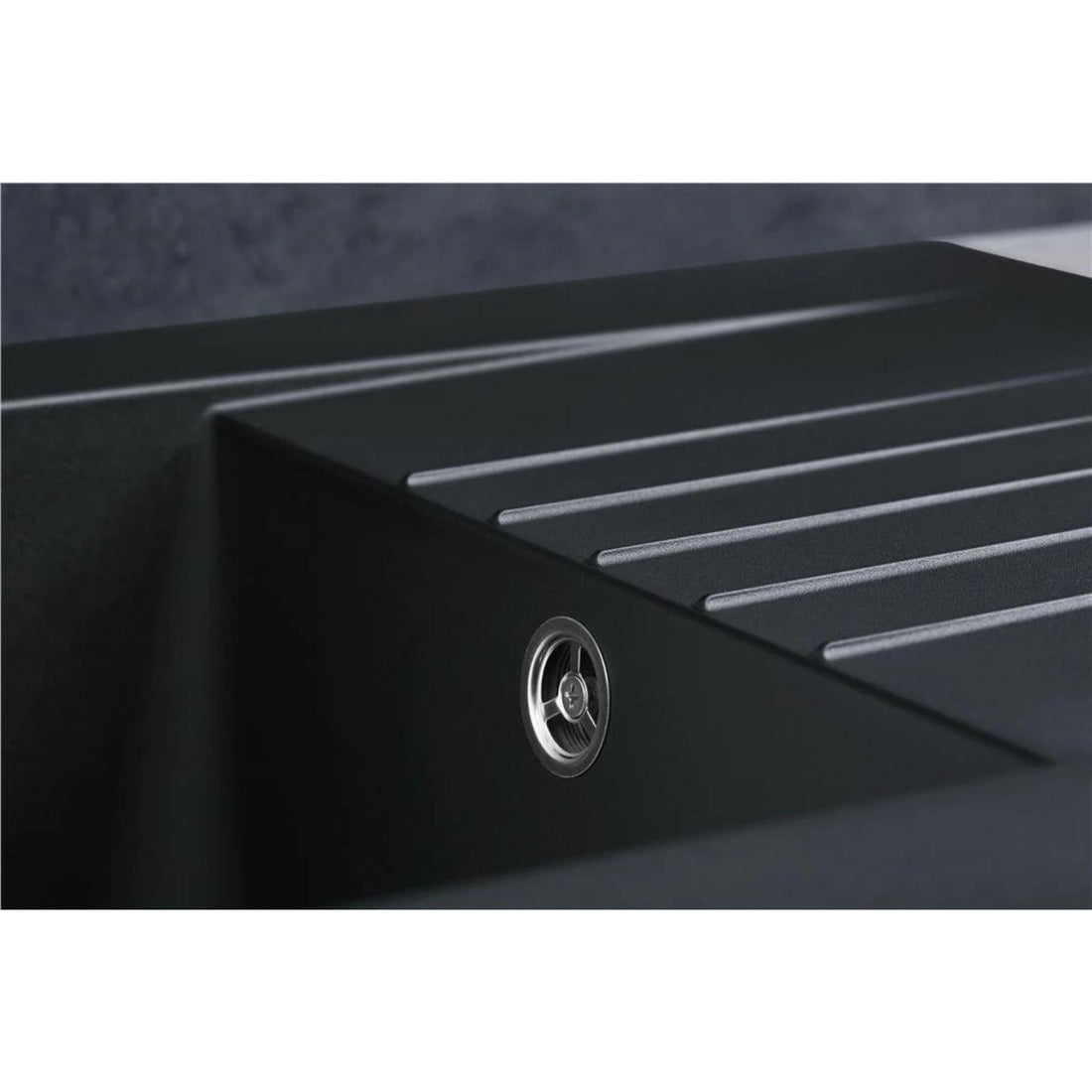 Luquicina LD860BL – Fregadero de cocina reversible de composite de 1 cubeta, color negro, con desagüe incluido 