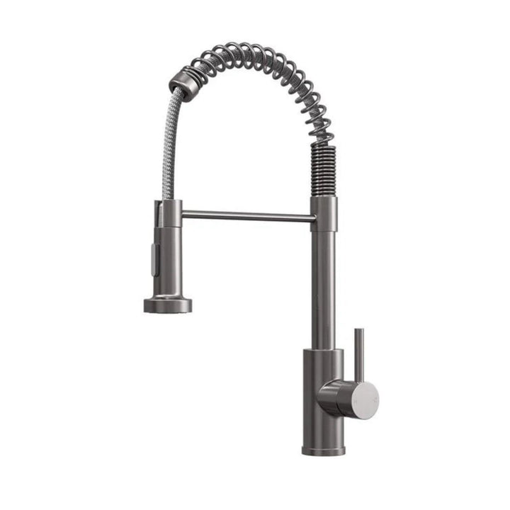 Luquicina LE593BS – Grifo mezclador de cocina de acero cepillado con resorte y rociador extraíble 