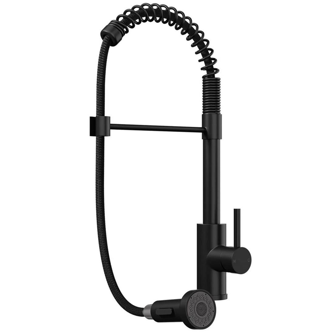 Luquicina LE592MB – Grifo mezclador de cocina negro estilo resorte con rociador extraíble 