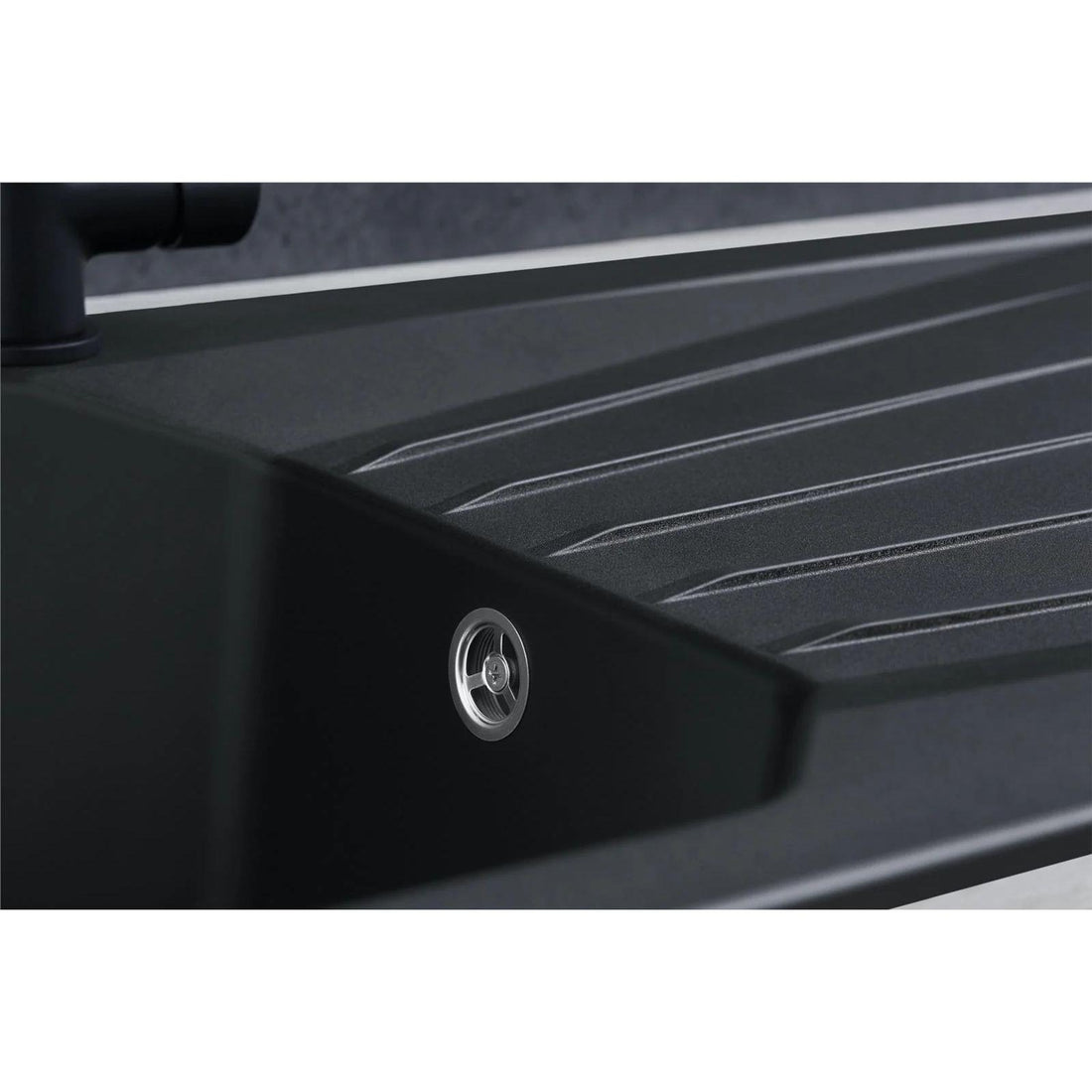 Luquicina LD780BL – Fregadero de cocina reversible de composite de 1,0 senos, color negro, con desagüe y escurridor 