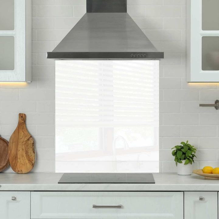 Luquicina LUQ900750WH - Revestimiento para cocina de vidrio blanco premium de 6 mm, 90 cm, borde pulido templado 