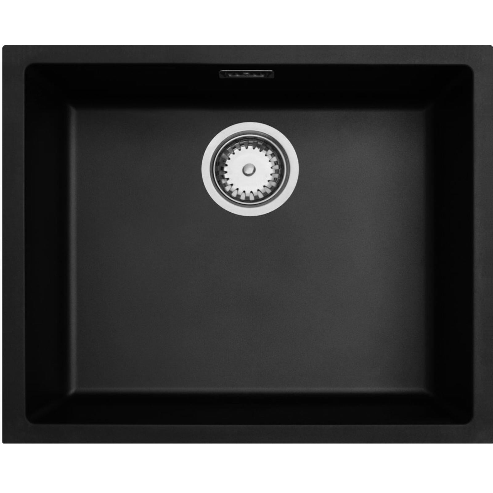 Luquicina LD54BL – Fregadero de cocina reversible de composite negro de 1.0" sin escurridor 