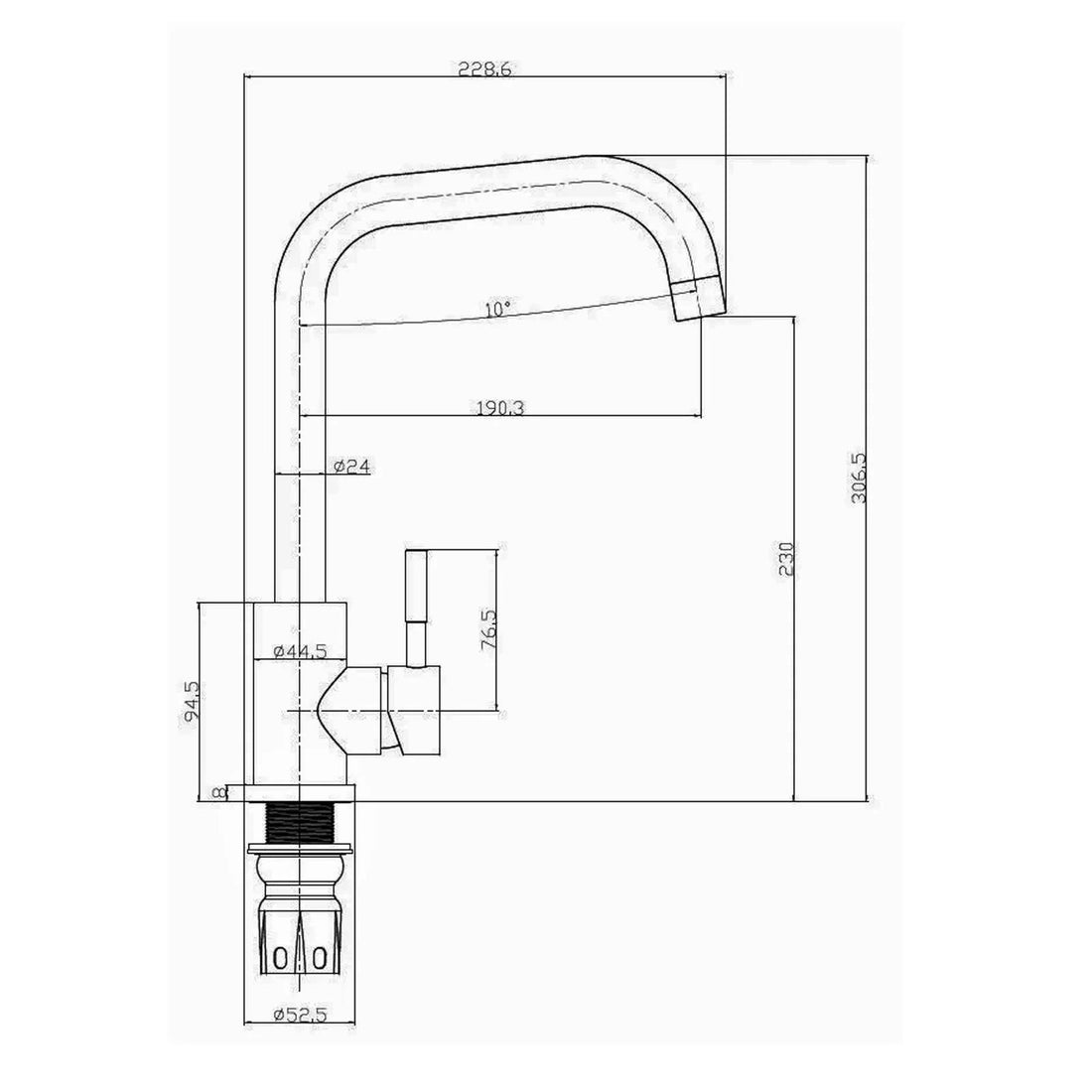 Reginox NERA MB – Grifo monomando de cocina en negro mate 