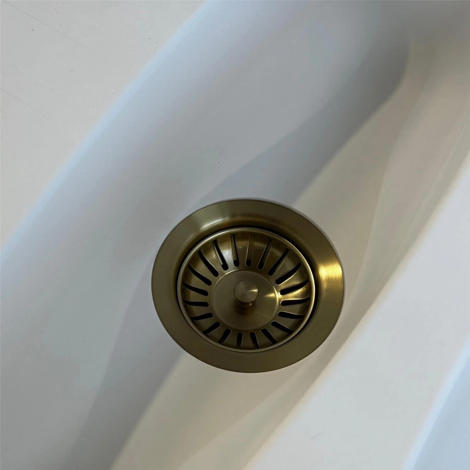 Luquicina LED1BR – Colador de desagüe para fregadero de cocina de acero inoxidable y latón cepillado 