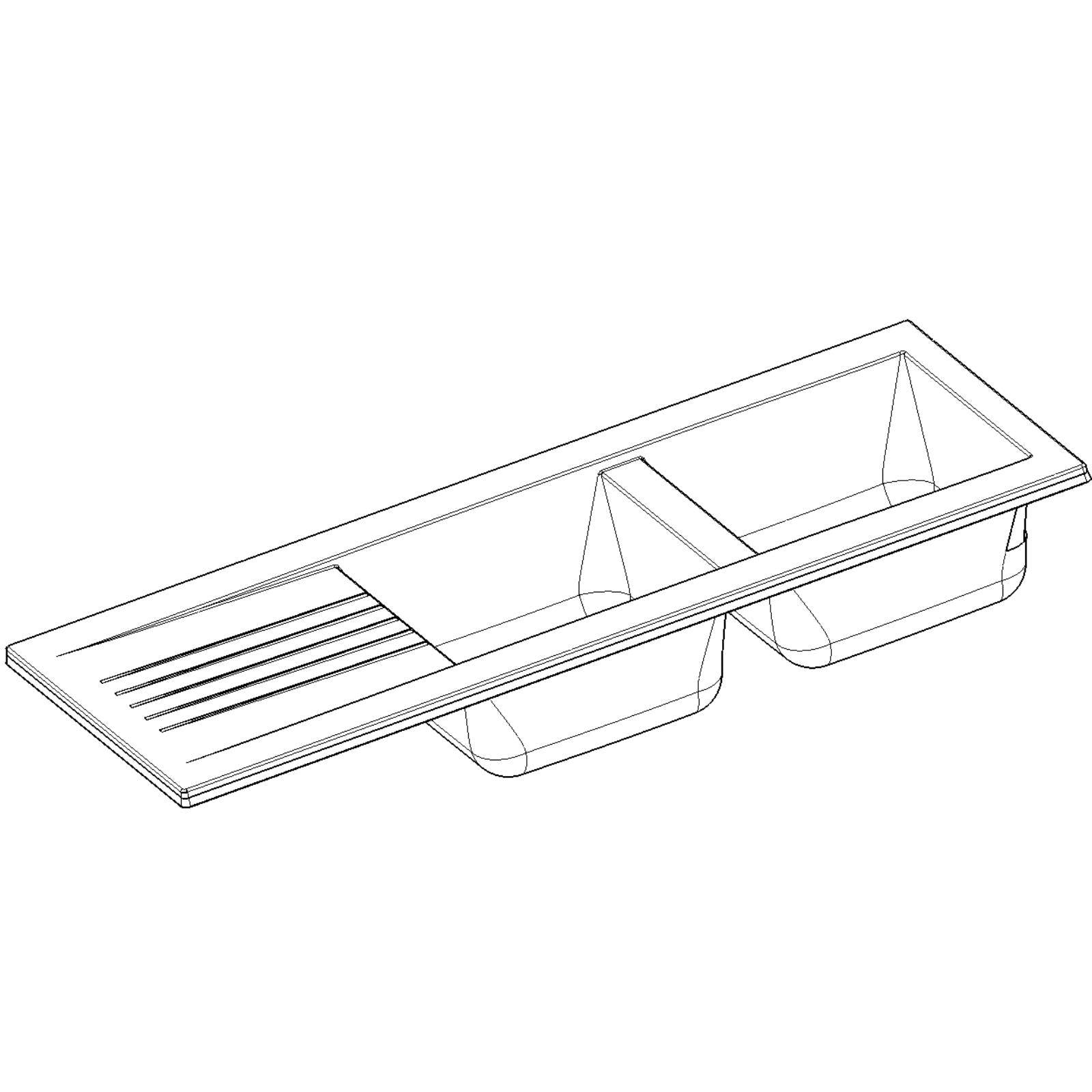 Luquicina LD2WH – Fregadero reversible de composite de 2 senos con desagüe, color blanco 